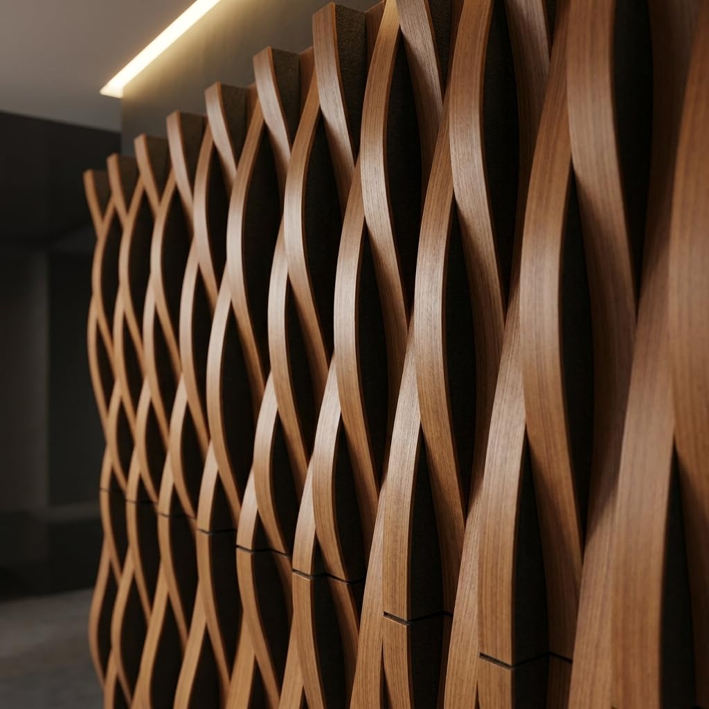 Paneles acústicos Movie efecto madera difusor y insonorizante 100 x 20 x 7 cm (nogal claro)