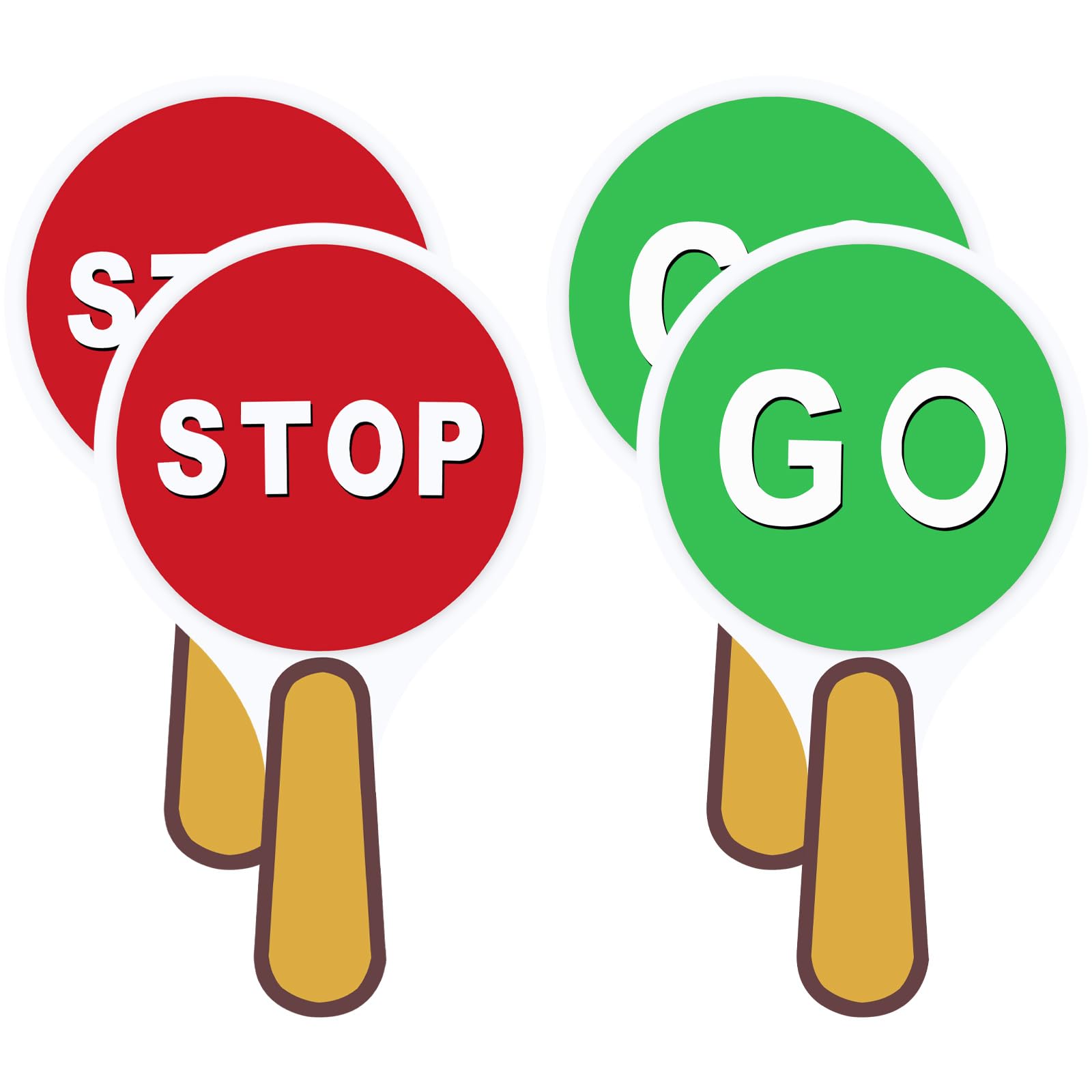 4 PCS Double Sided Stop Sign Handheld Children Red and Green Traffic Sign Lights for Children in the Classroom, Teaching Traffic Safety When Crossing the Street Road Signs, 9.84 x 7.08 inches