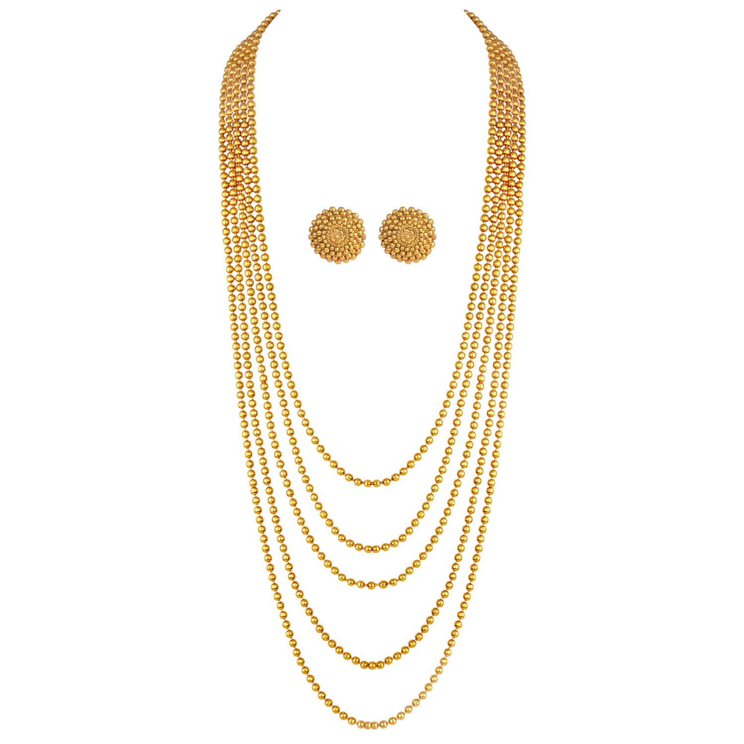 JFL - Jewellery for Less Traditional One Gram multi Layer Gold Plated Beaded Long Necklace Chain For Women And Girls(28 inch) (B0D5D973X7) Amazon Price History, Amazon Price Tracker