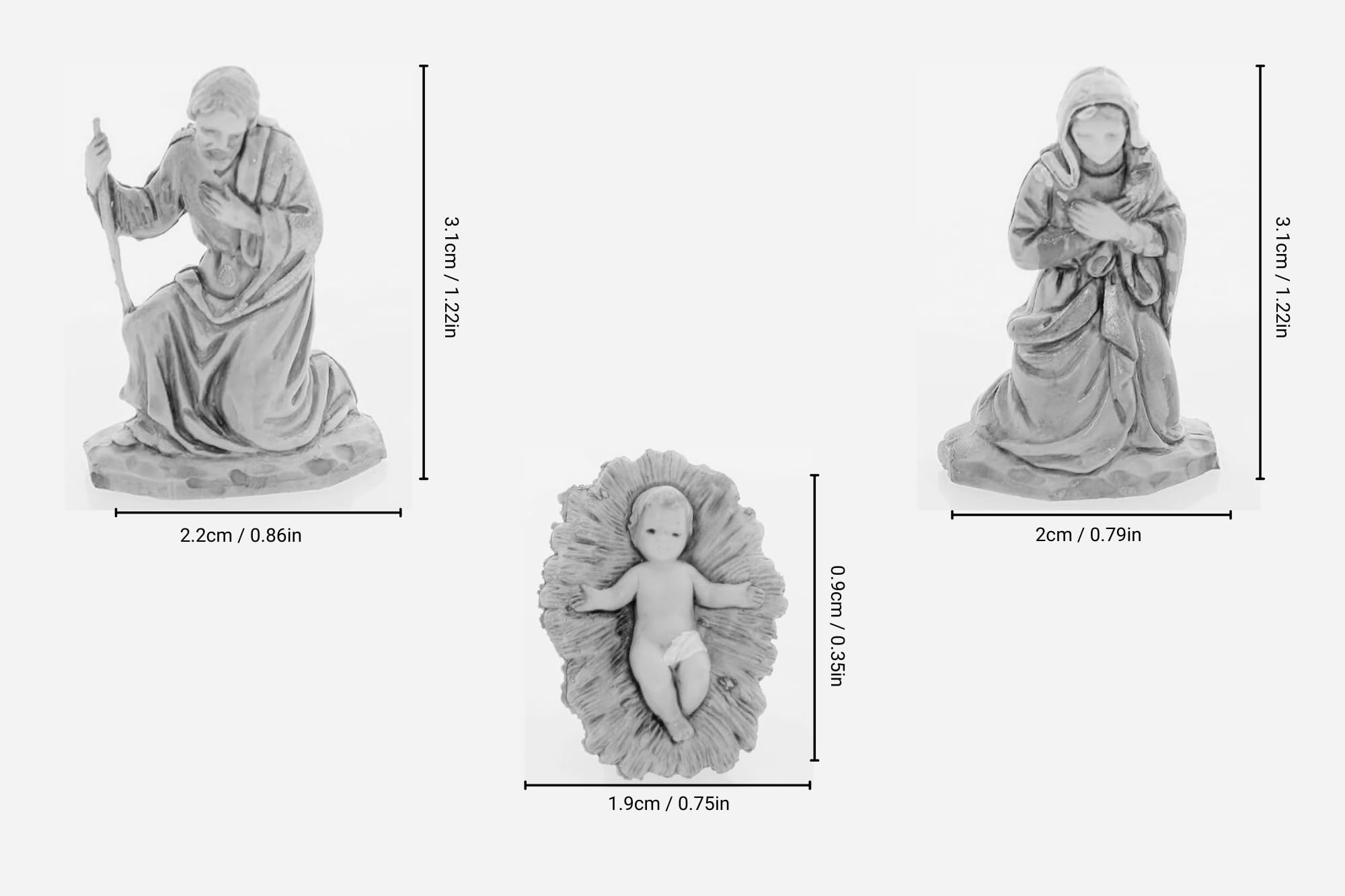 Natività Presepe 3 Statuine Artigianali In Polimero 10 Cm - Fatto A Mano In Italia - Landi Collection - Foto 3