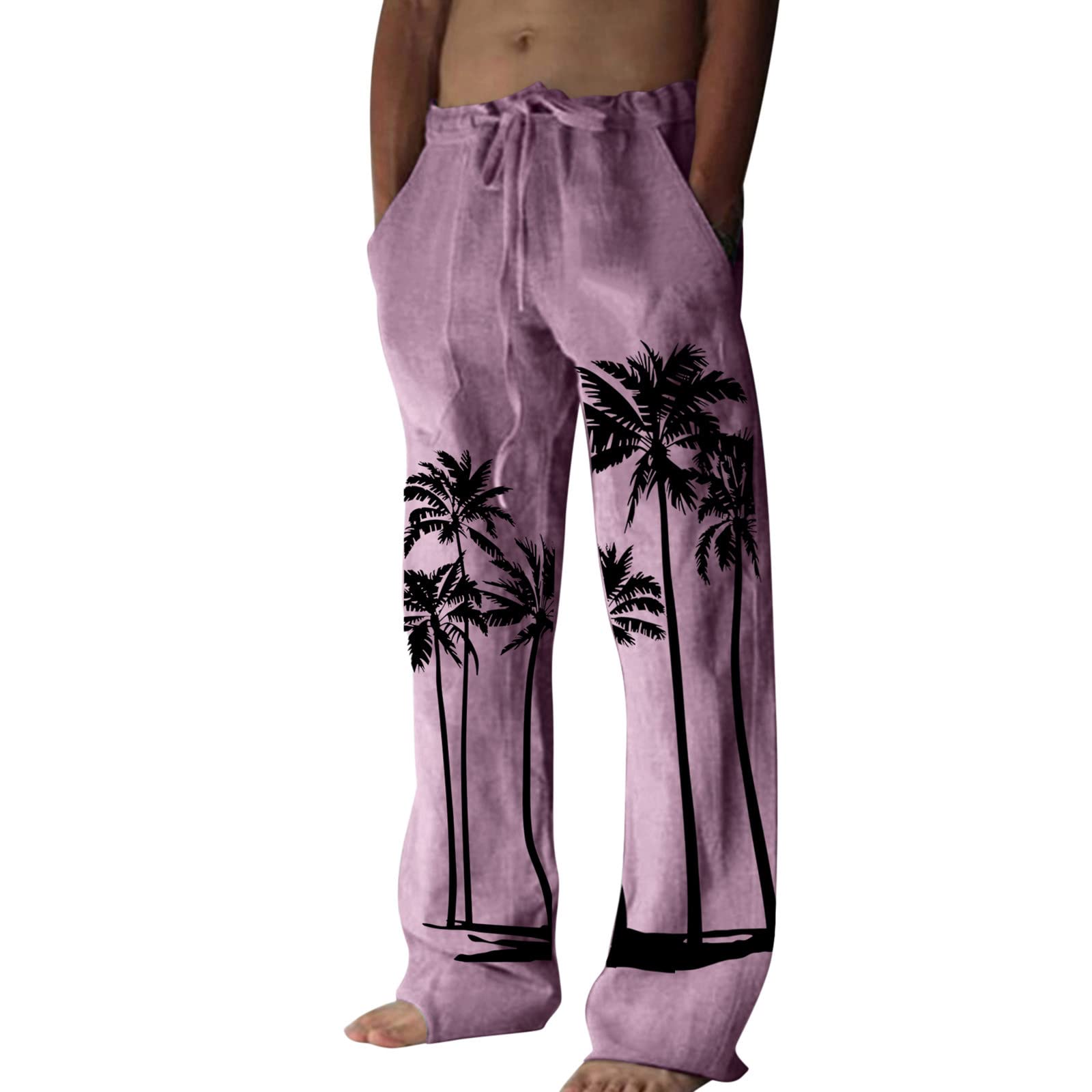 Youthful flying Heren katoenen linnen broek met elastische taille trekkoord ademende rechte been broek (maat: S, kleur: kaki