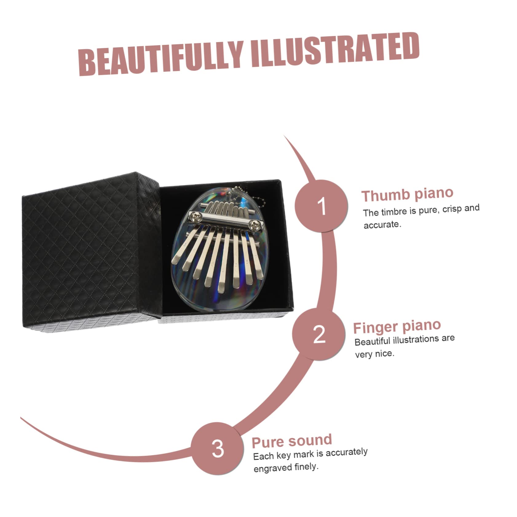 BESPORTBLE Beginner-friendly Acrylic Kalimba 8-tone Portable Music Instrument Beautiful Arc Design
