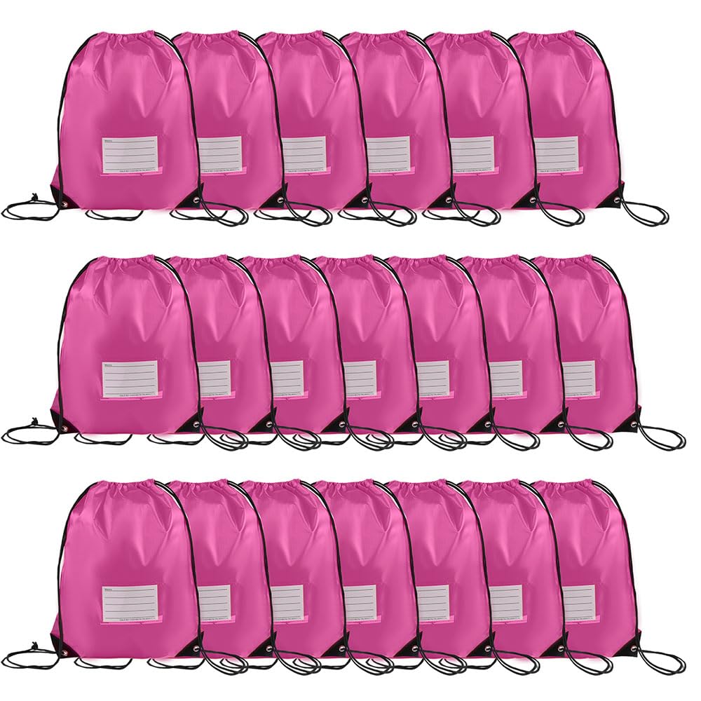 20 Pcs Drawstring Bags,Bulk Draw String Backpack, DIY Gym Sports Cinch Bag Sackpack for Women Men, Pink