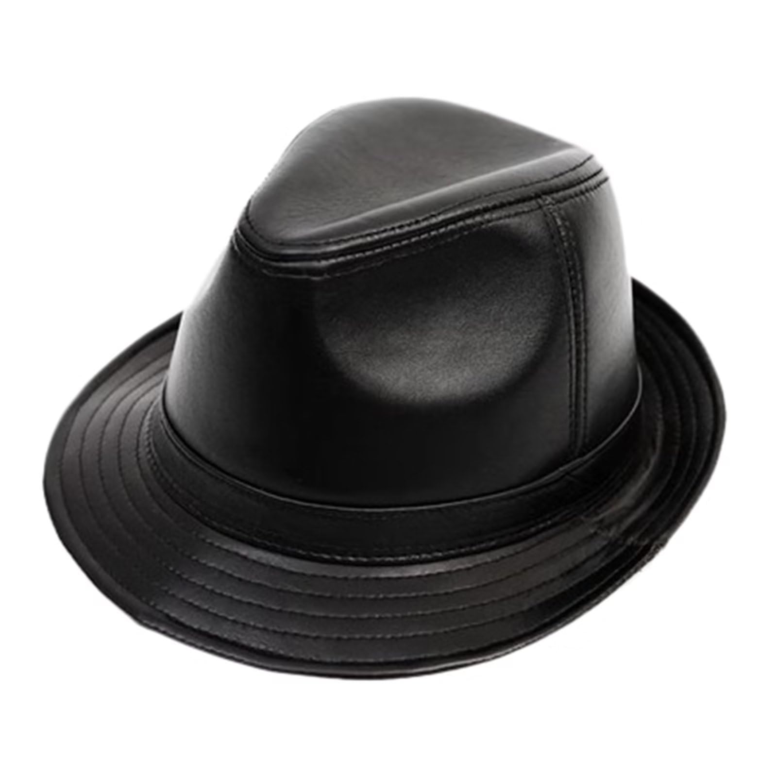 Fedora Cappello Stile Gangster Elegante Cappelli Trilby Jazz Classico Cappello in Pelle Cappelli Panama per Uomo Donna