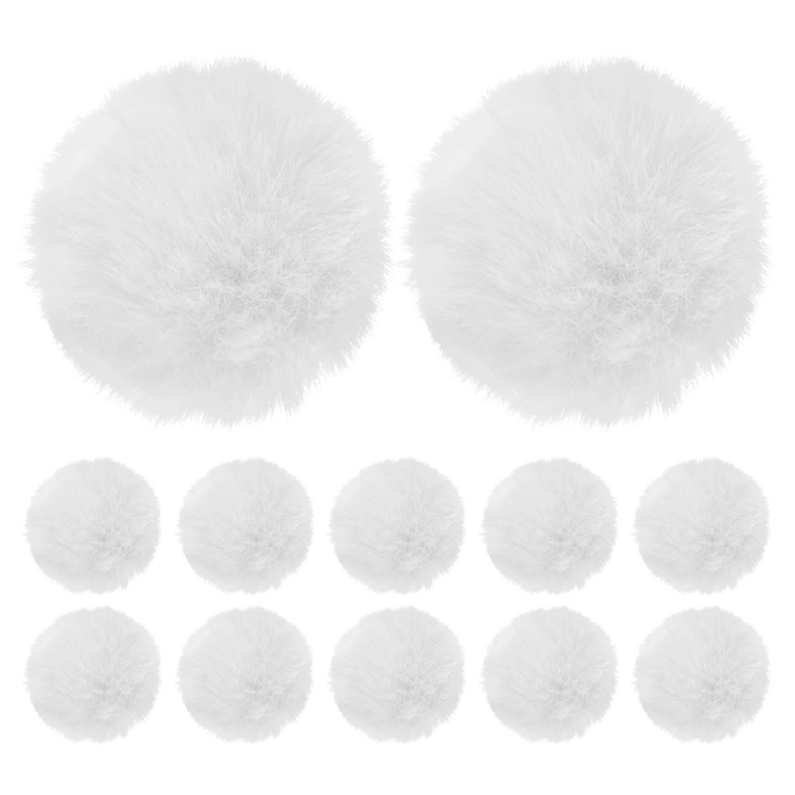 M METERXITY 12-Pack Faux Fur Pom Poms, 2.4 Inch/ 6 cm Soft Fluffy Pompoms Balls Faux Rabbit Fur with Elastic Loop for Hats/Bags/Keychains/Knitting Accessories/DIY Crafts [White]