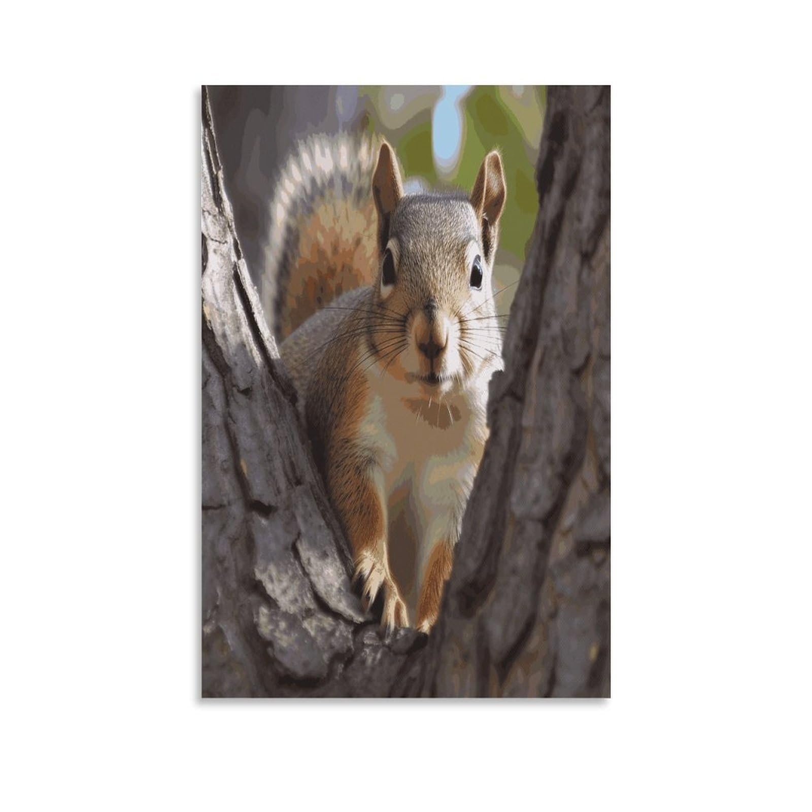 LDGSUPH Squirrel in The Tree Canvas Wall Art Prints Hangable Decor Painting for Wall Prints Painting Artwork Modern Decorative Artwork Ready to Hang Wall Pictures for Home Decor 20x30inch(50x75cm)