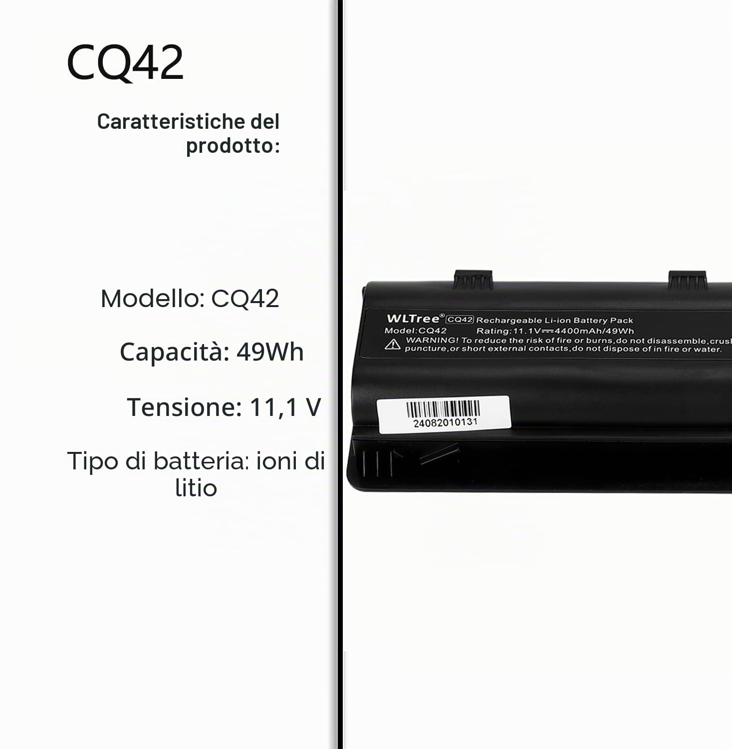 MU06 CQ42 593553-001 Batteria per HP G62 G72 Pavilion G6 G7 MU09 593554-001 593562-001 636631-001 HSTNN-LB0W HSTNN-Q62C Compaq Presario CQ32 CQ43 CQ56 CQ58 CQ62 CQ72 CQ57 G32 G42 Battery