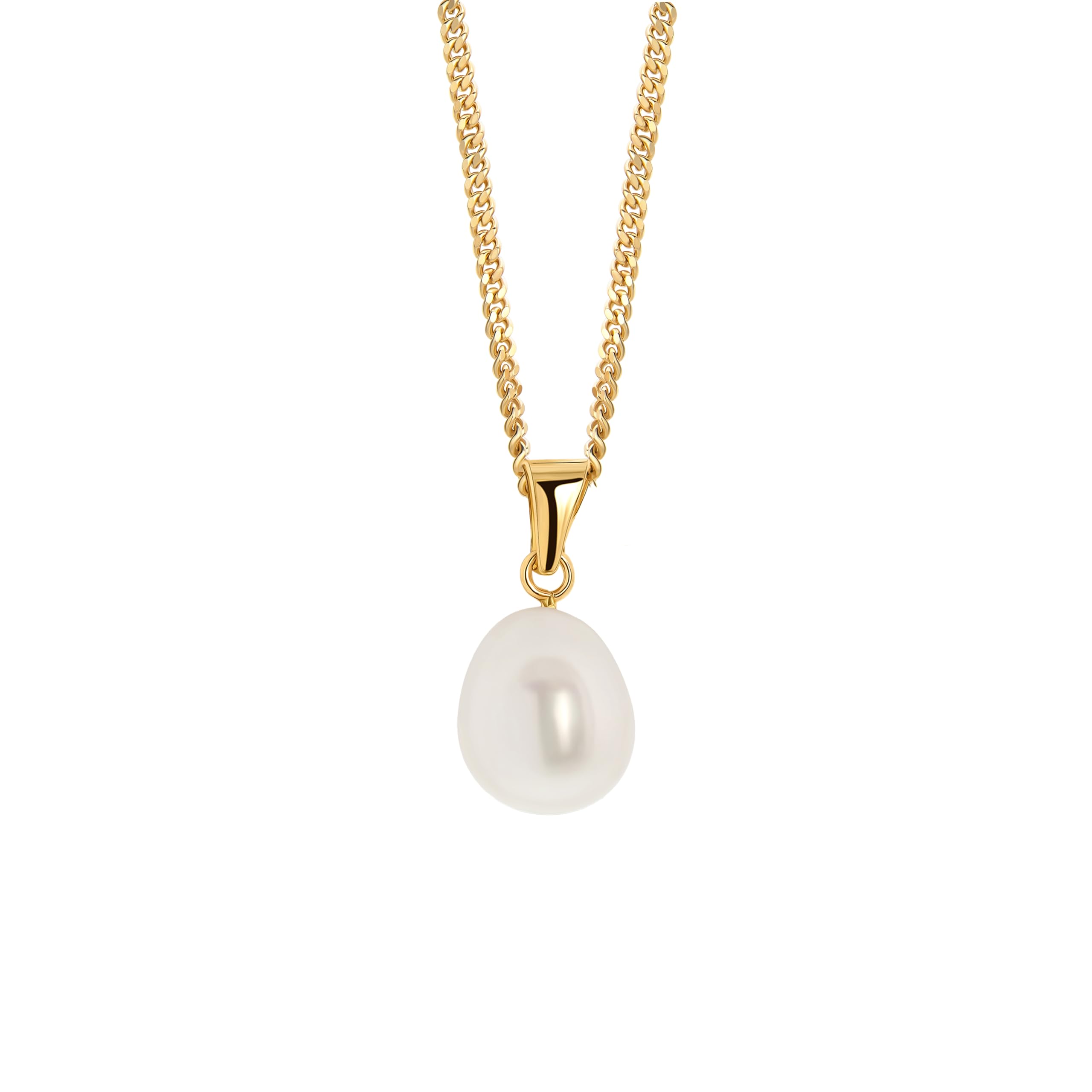 MIORE Colgante Collar Mujer con Perla Cultivada. Péndulo de Oro Amarillo de 14KT 585 - Cadena de 45 cm en Oro de 14KT 585 o Plata de Ley 925 Dorados en Oro de 18KT o sin Cadena.
