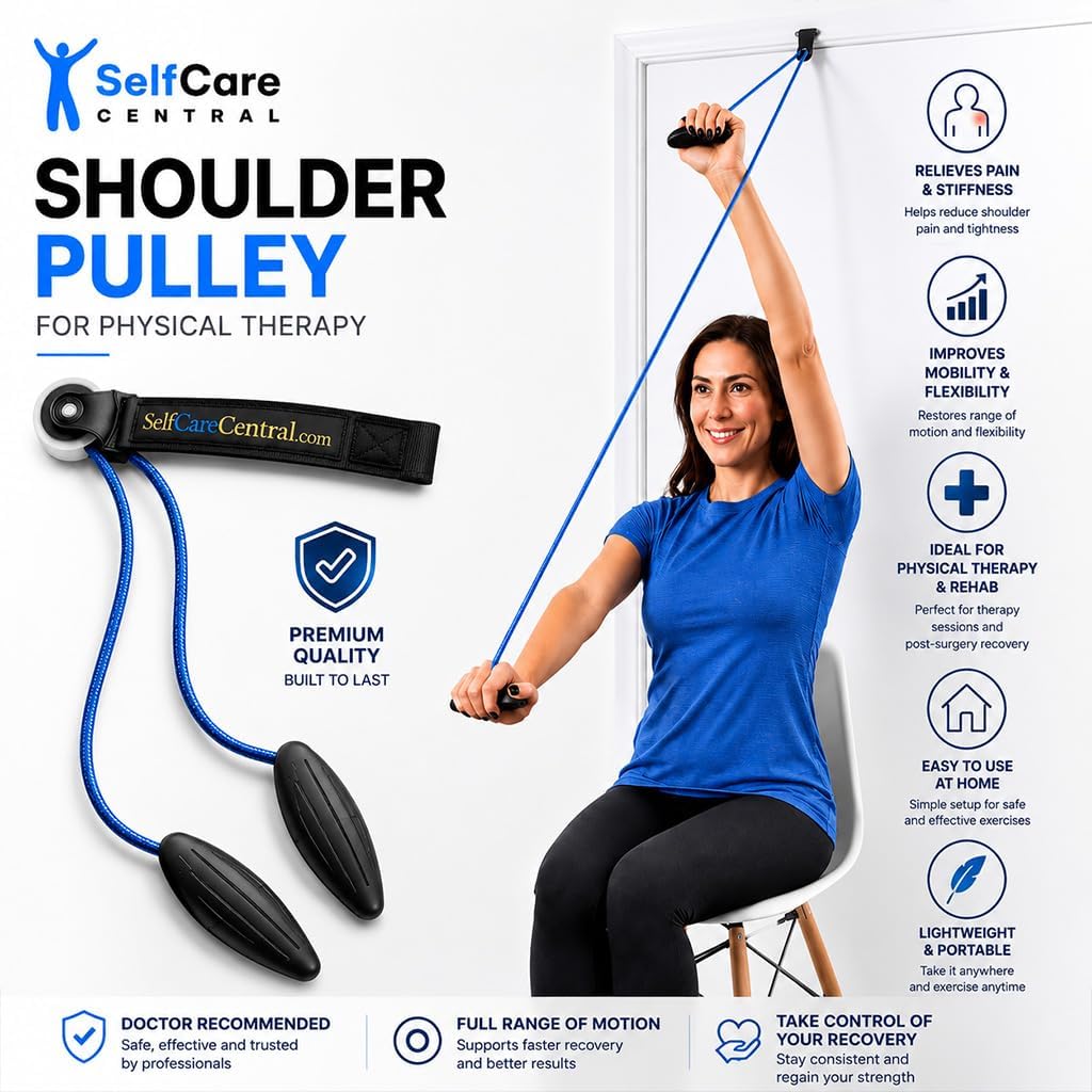 Shoulder Pulley Rehab System Bundle with Resistance Bands, Door-Mounted Therapy Exercise Kit for Home Recovery