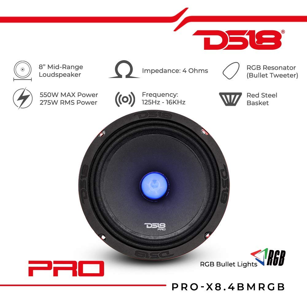 Amazon.com: DS18 PRO-X8.4BMRGB Loudspeaker with RGB Light Bullet
