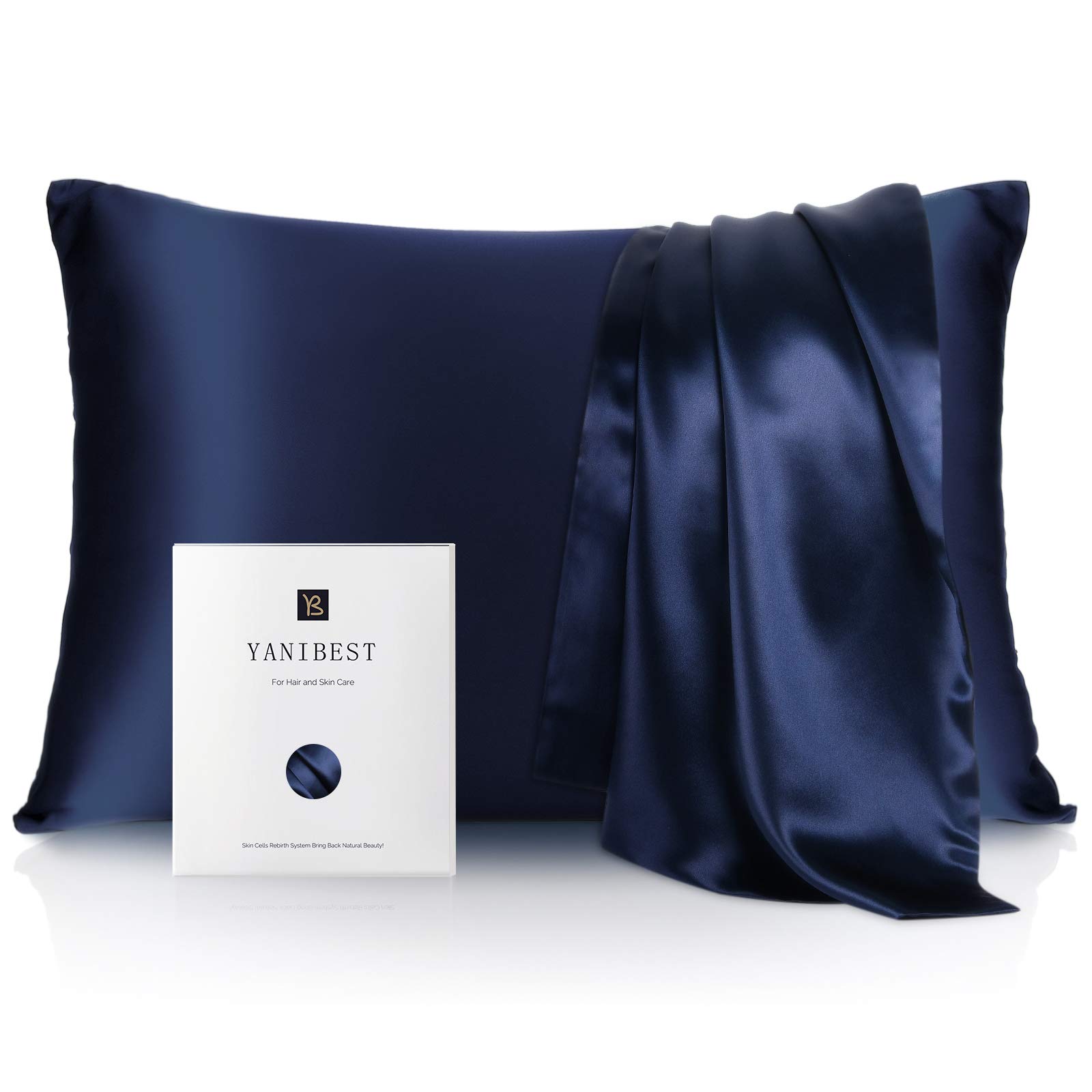 YANIBEST Vegan Silk Satin Pillowcase for Hair and Skin, Standard Queen King Pillow with Hidden Zipper, Soft Breathable Smooth Cooling Pillow for Sleeping