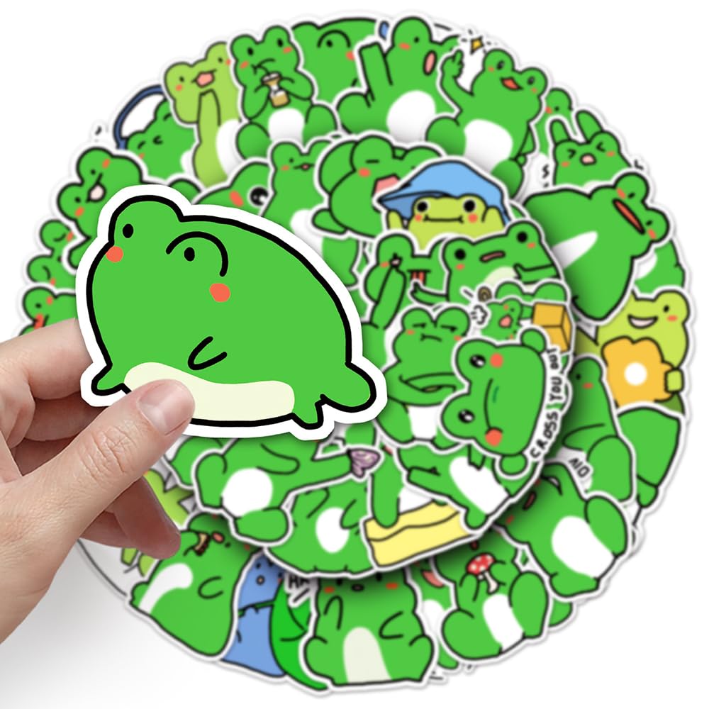 Cute Frog Vinyl Stickers, 50 PCS Waterproof Illustrated Animal Decals for Laptops Scrapbooking, Journals, Notebooks - Image 4