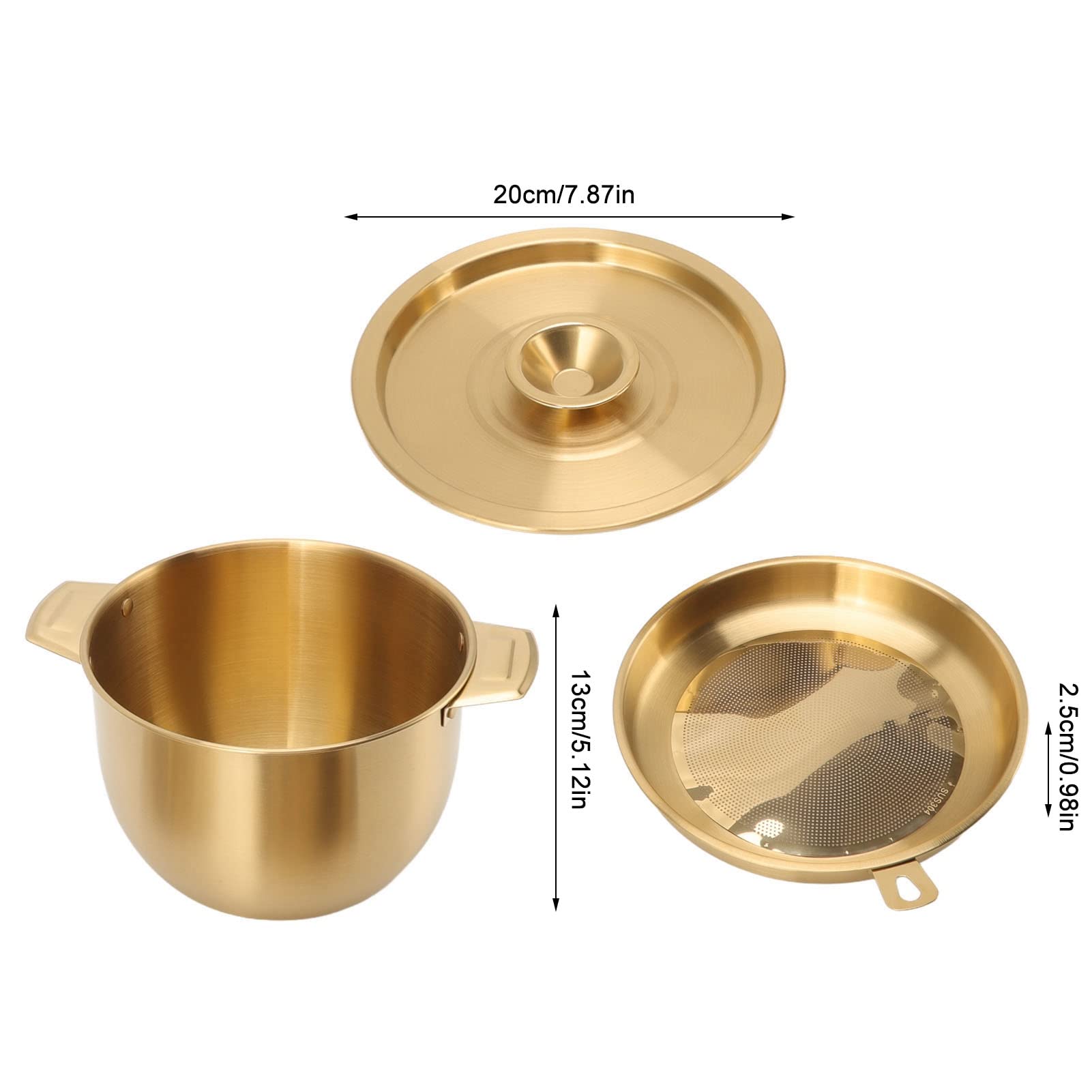 Recipiente para Grasa con Colador, Recipiente para Filtro de Aceite de Cocina de 2,8 L Recipiente para Aceite de Cocina de Acero Inoxidable con Colador de Malla Fina Y Tapa para Freír(Oro)
