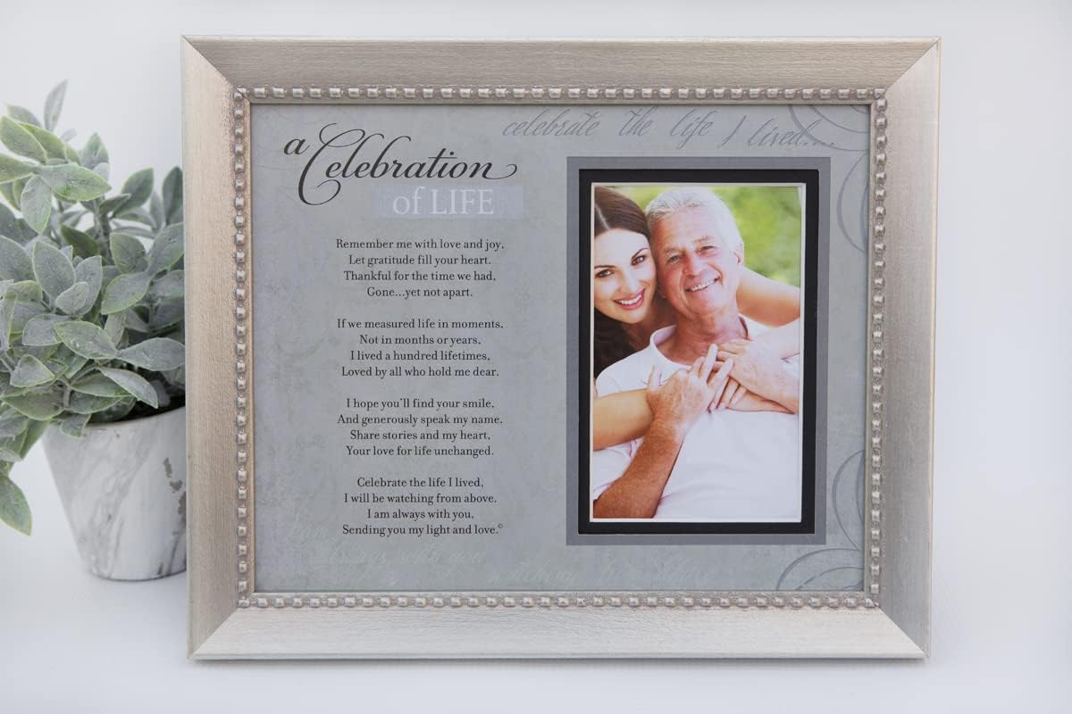 Memorial/Remembrance Photo Frame with Inspirational A Celebration of Life Poem - Sympathy Gift for Loss of Loved One (Silver)