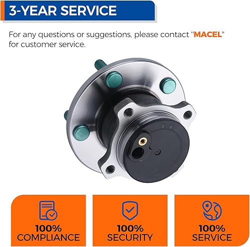 Miniatura 7 de 512347 Conjunto de rodamiento de cubo de rueda trasera compatible con Mazda 3 2004-2013, Mazda 3 Sport 2009-2013, Mazda 5 2006-2017, 5 lengüetas con