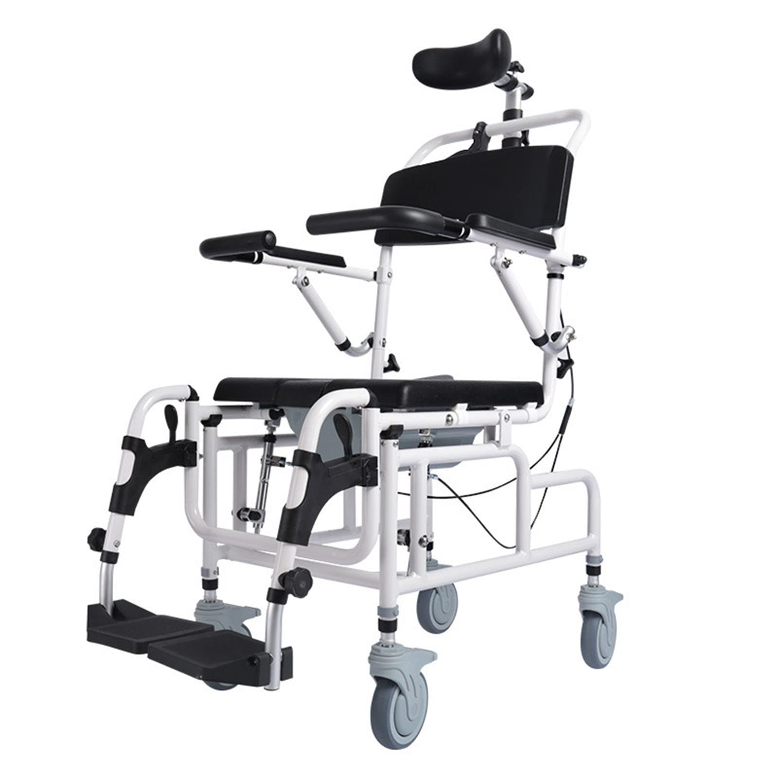 Buy Reclining Shower Wheelchair, Rolling Shower Chair with Wheels, and Commode, Tilt Shower
