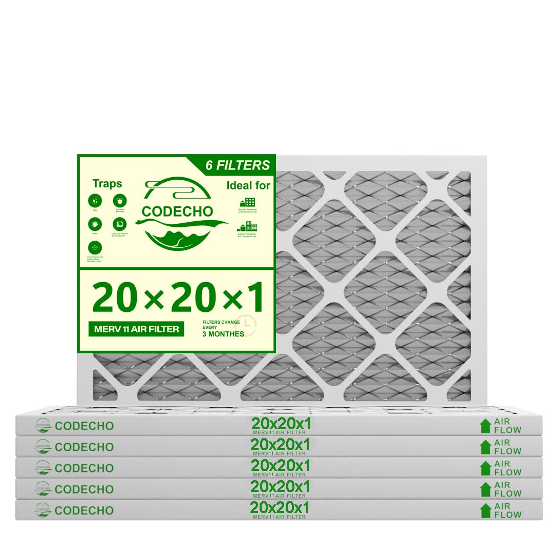 Photo 1 of 20x20x1 air filter furnace filter HVAC AC furnace air filters replacement pleated air filte air conditioner filters vent filters for home ac filters 20x20x1 heater filters(MERV11 6PACK)