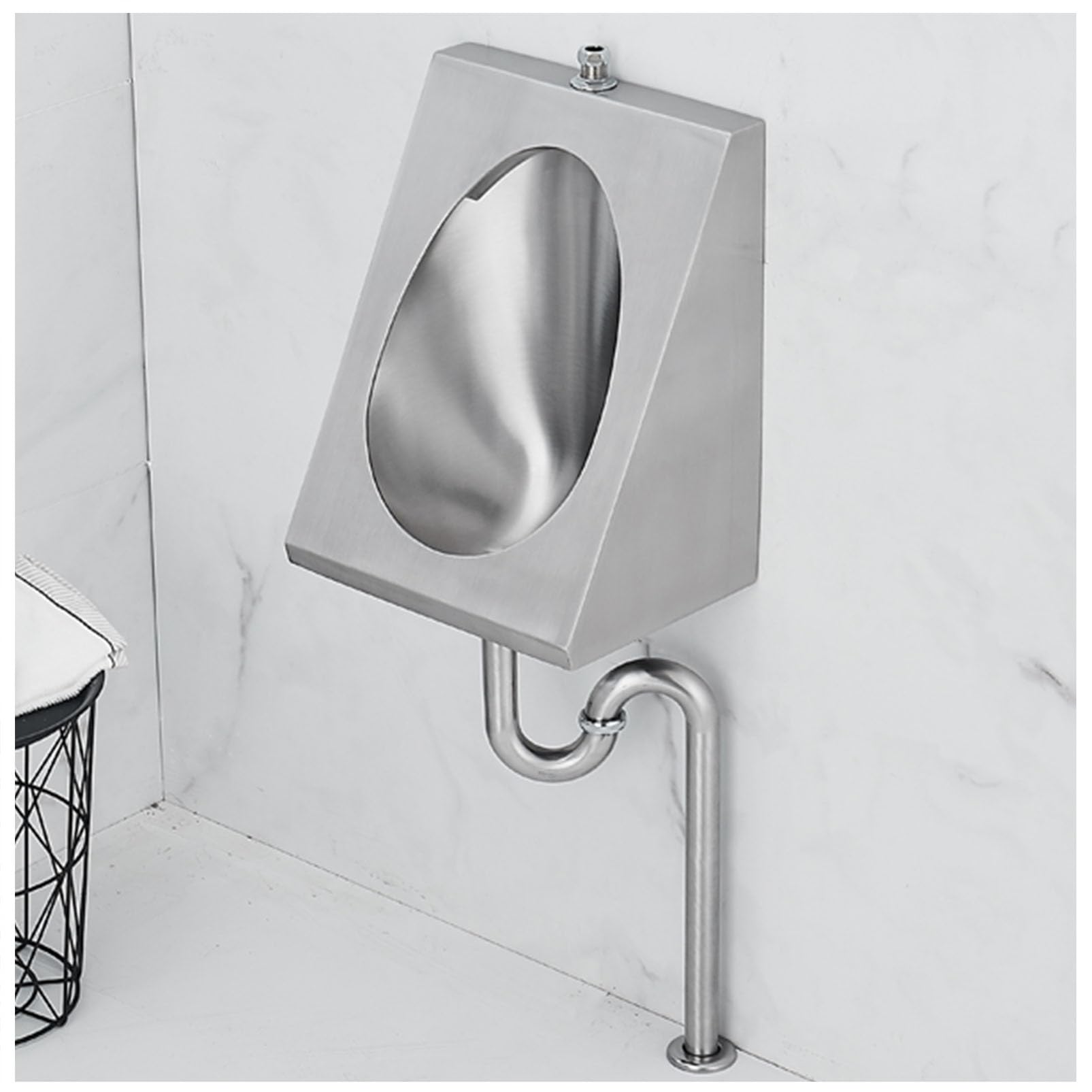 GTHTUHFD Men'S Adult Urinal Commercial Washout High Efficiency Urinal, Household Bathroom Toilet Strong Stainless Steel Urinal,Garage Urinal Wall Mounted Urine Diverter,Groun,Ground Drainage-Kit 1