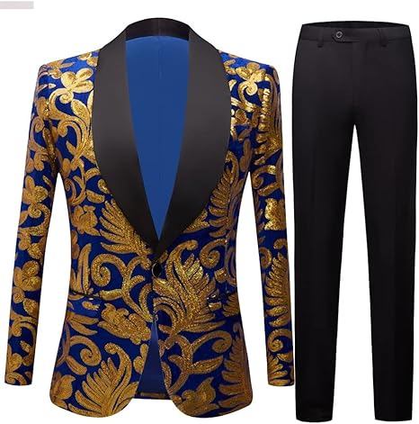 Amazon Co Jp Wpyyi メンズブレザーコート男ナイトクラブブレザーウェディングパーティースーツジャケット段階歌手2ピースセット Color B Size Us Size 44 Xl 服 ファッション小物