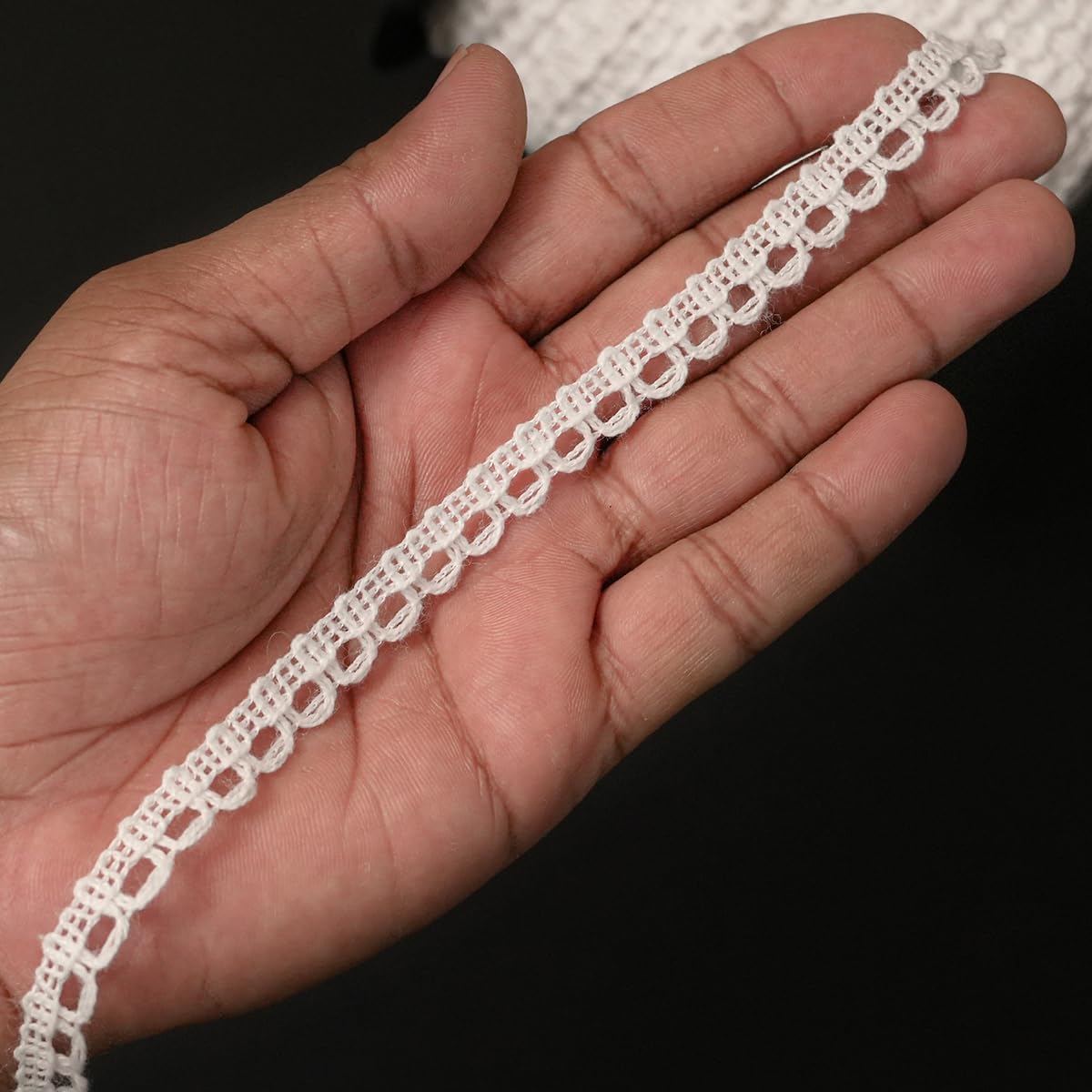 EmbroideryMaterial White Soft Cotton Trim Lace with Swirl Floral Pattern Laces and Borders Material for Saree Border, Suit, Kurta, Dupatta, Blouse, Gown, Lehenga & Neckline (140 Meters, 0.7 CM Wide)-image-21