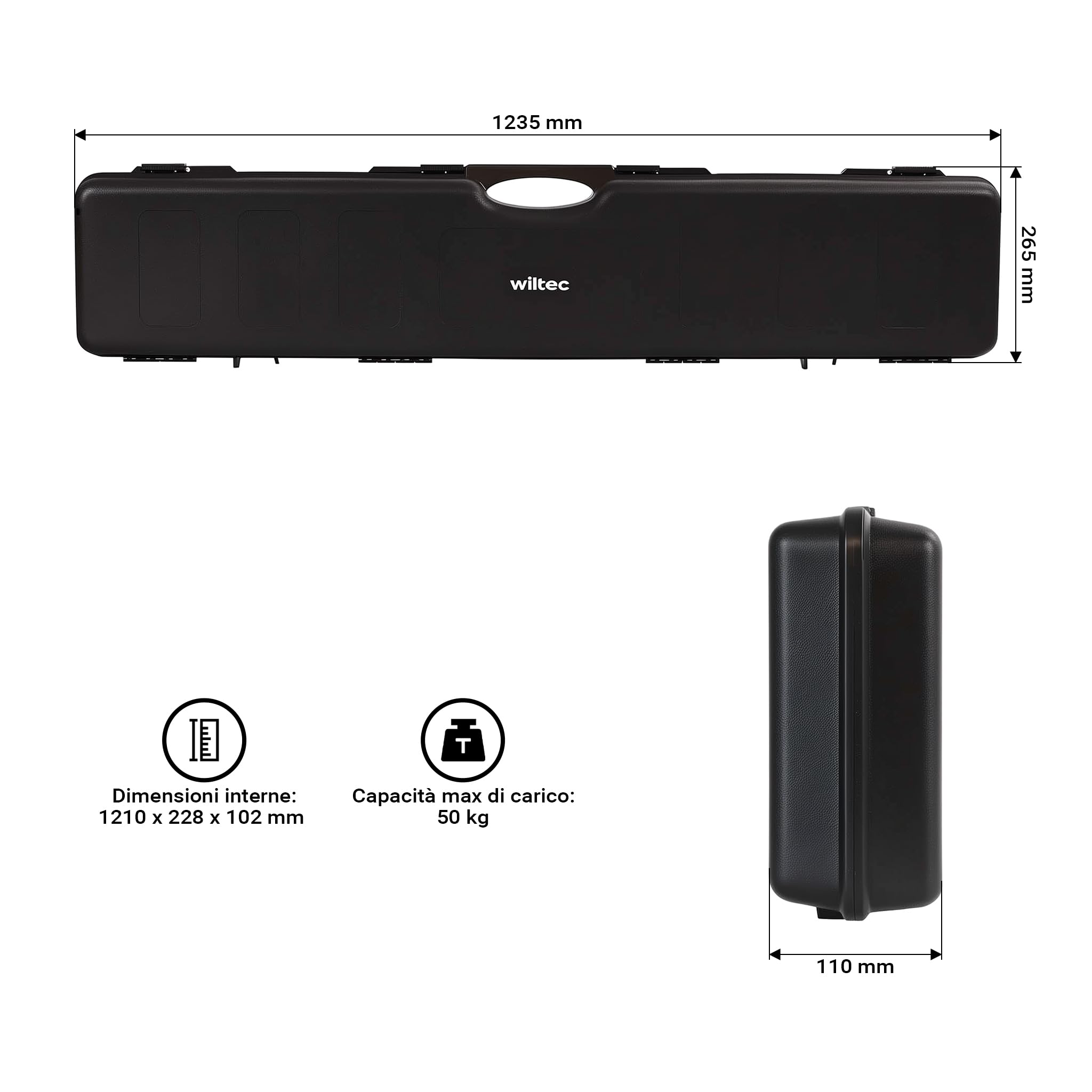 Wiltec Valigetta porta armi, Custodia per due fucili 34,5" con cannocchiale, interno imbottito antiurto