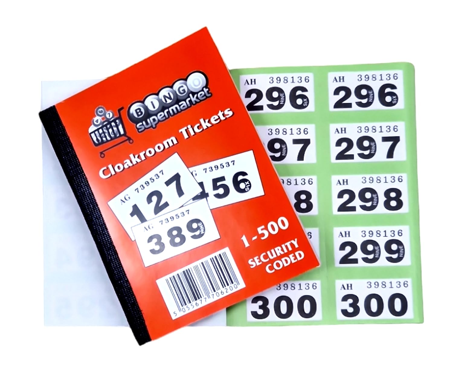 Bingosupermarket Cloakroom Raffle Tickets 1-500 4 Pack (Green)