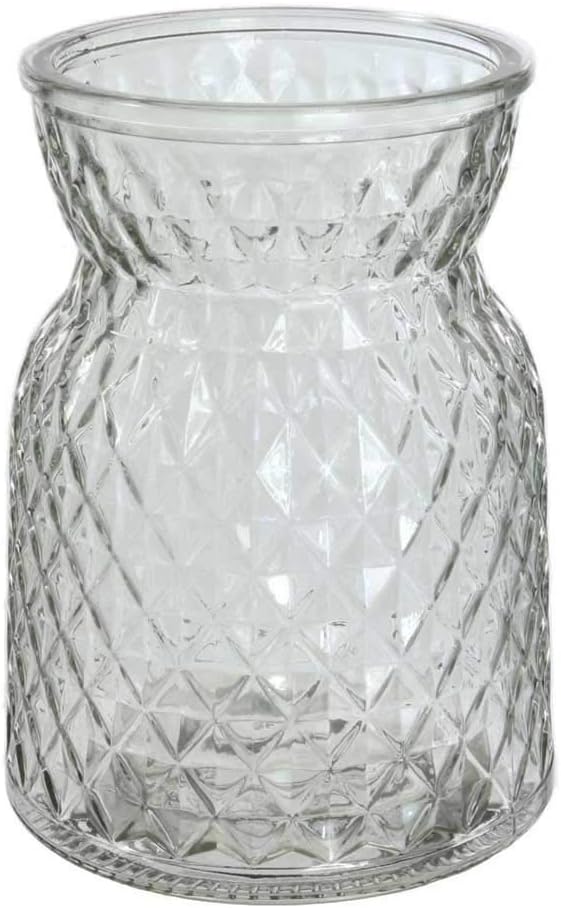 Textured Clear Glass Flower Bud Vase Jar Home Decoration Decor Ornament