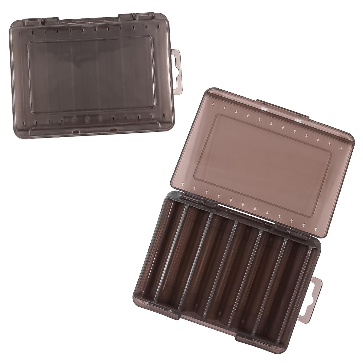 Caja de señuelos de Doble Cara con Caja de Aparejos de Pesca de Mar de Mano para señuelos Duros o Blandos para Buceo Señuelos flotantes de Superficie con faldón Que se Hunden 10 Rejillas