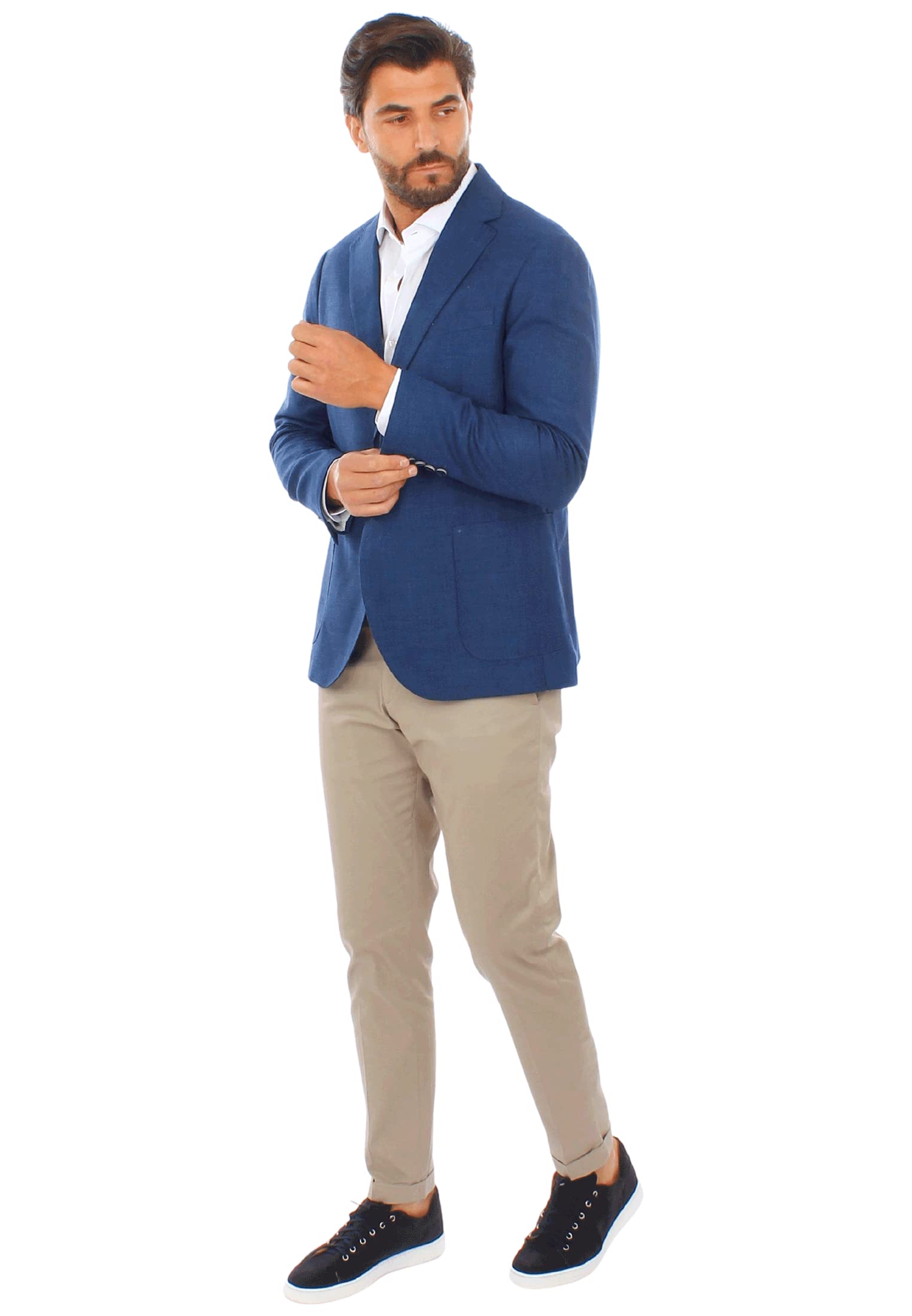 Ciabalù Giacca Uomo Elegante Estiva Blazer Slim Fit Blu Sfoderato