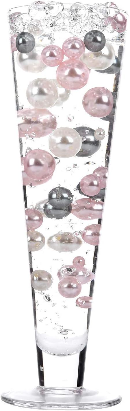 110 pcs Plastic Beads Pearls with 2000 pcs Clear Water Beads - Vases and Centerpieces for Wedding Beads - DIY Vase Fillers Beads (Light Pink)