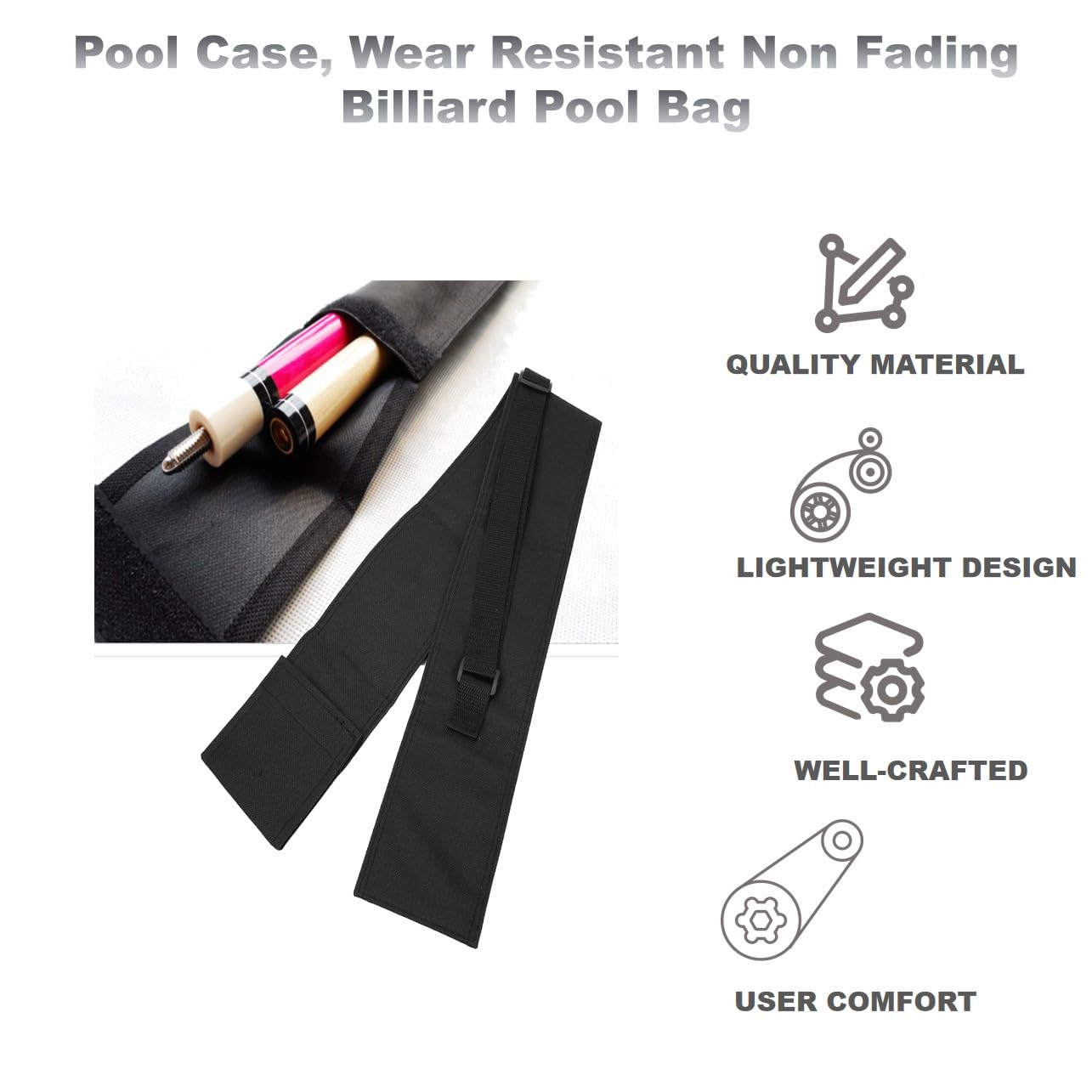 BONKZEBU Pool Case, Wear Non Fading Billiard Pool Bag,Washable Foldable Billiard Stick Storage Bag,Great for Billiard Lovers