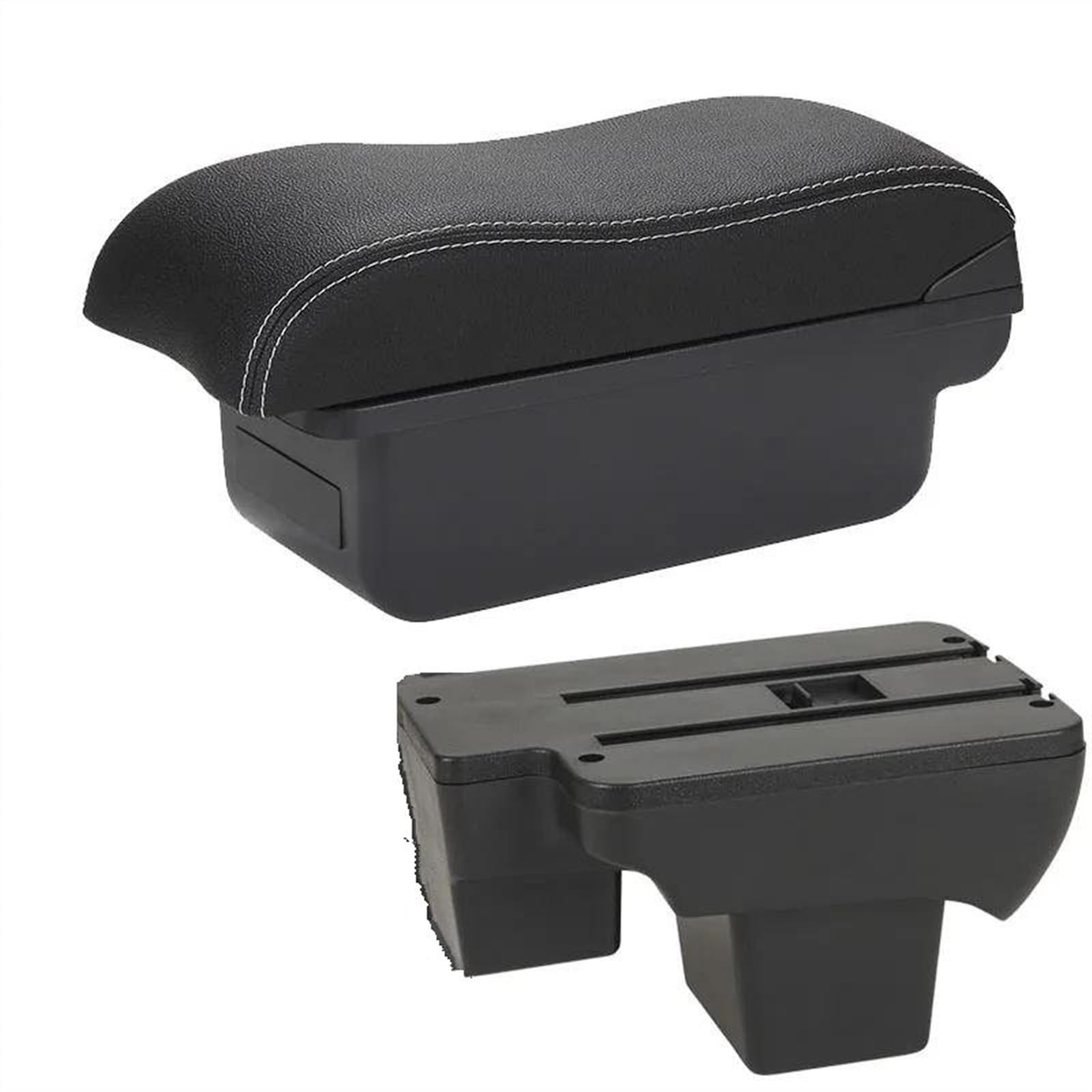 NOHEEU Car Center Console Storage Box Multifunctional Armrest Interior Accessories For Polo 2020-2024(C3 Black white NOUSB)