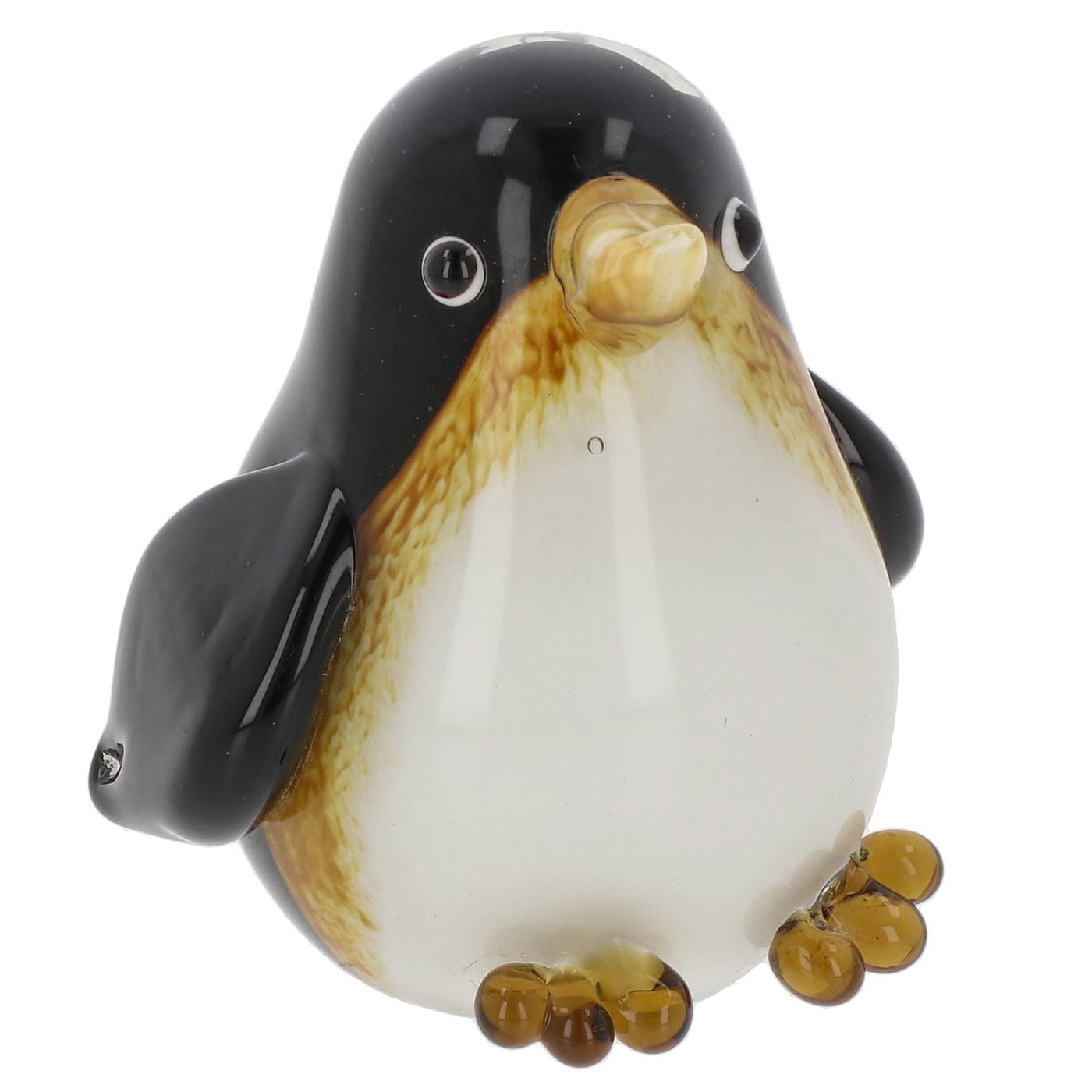 Shudehill Giftware Art In Glass Handmade Penguin Figurine – Black White and Amber Glass Ornament – Unique Collectible Bird Sculpture (Art In Glass Handmade Fat Penguin)