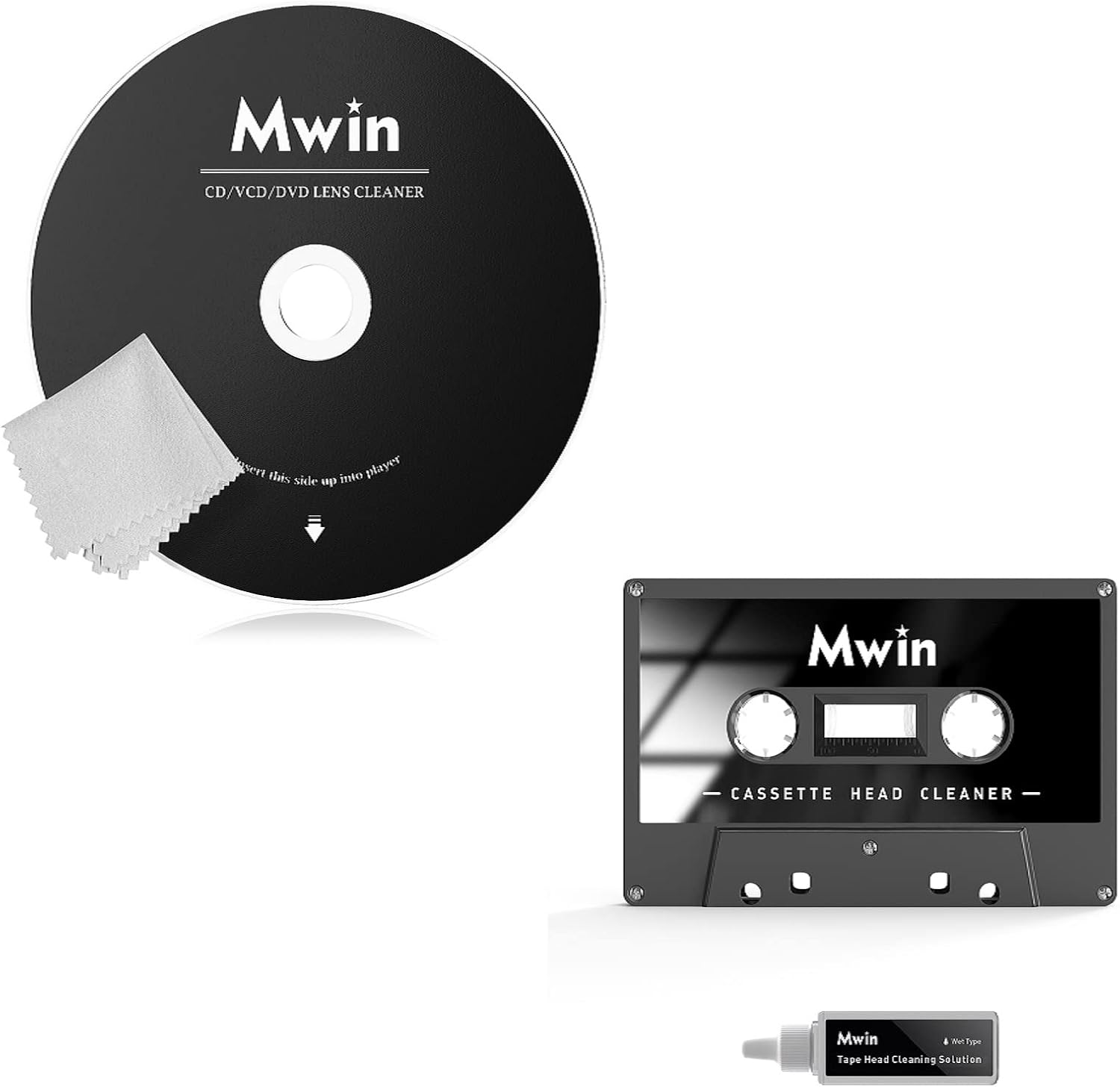 Mwin CD Cleaner Disc for CD Player & Audio Cassette Head