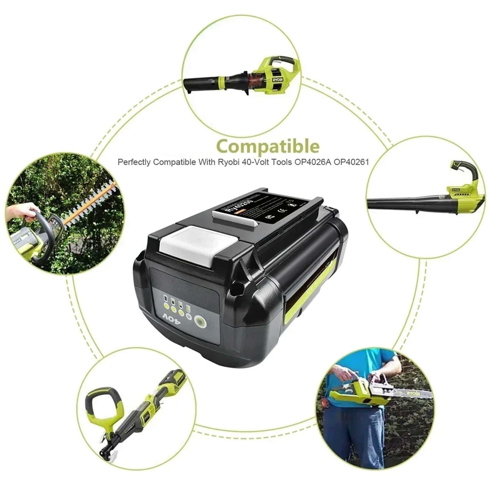 4.0Ah 40V Batería Recargable De Iones De Litio para Herramientas Eléctricas Inalámbricas, Compatible con Ryobi OP4040, OP4030, OP4050 Y OP4026.