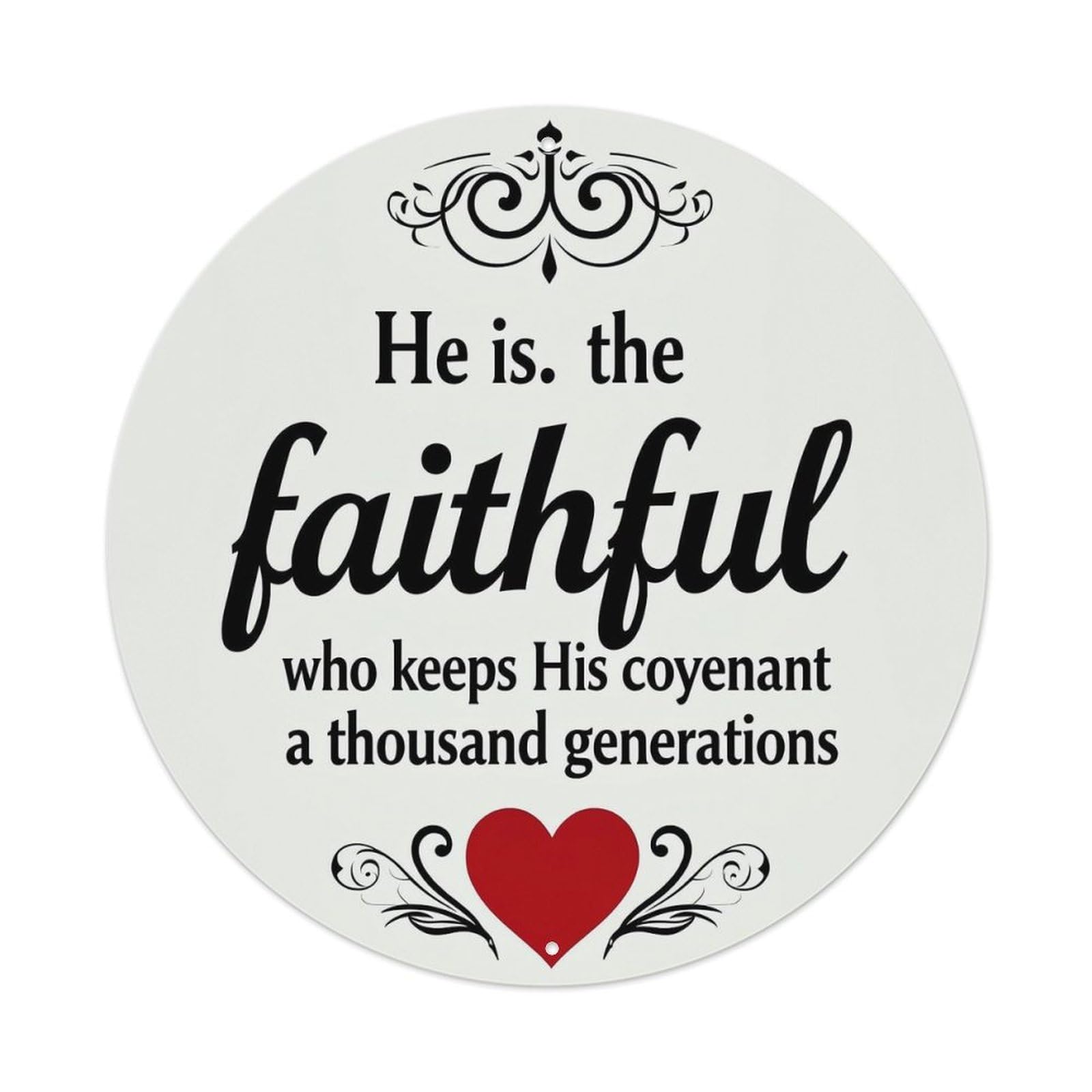 Faithful Covenant Generations Heart Design Round Metal Tin Sign Vintage Wall Decor, Bar Garage Cafe Kitchen Home Wall Art Poster 8x8inches