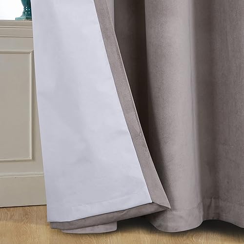 Miniatura 4 de always4u Juego de 2 cortinas de terciopelo suave blanco 100% opacas, térmicas, ahorro de energía, cortinas de terciopelo para sala de estar,