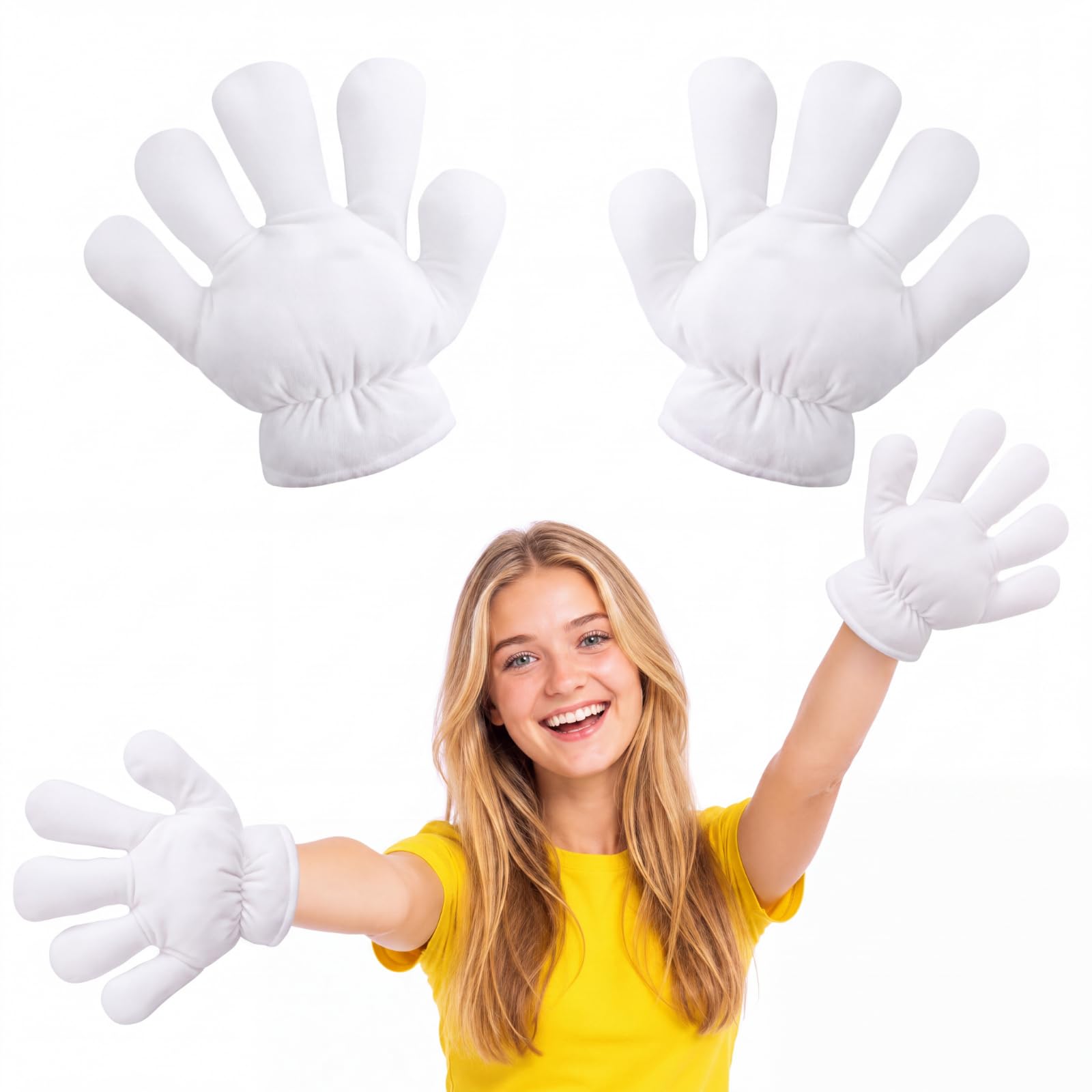 Liitrsh White Jumbo Cartoon Hands, Giant Cartoon Gloves Costume
