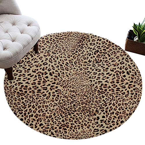 Soft Shag Round Area Rug Wildlife Leopard Fluffy Circle Floor Carpet Rugs Sexy Polka Dot Animals Skin Texture Shaggy Plush Circular Mat For Bedroom/Living Room/Nursery #TOP2
