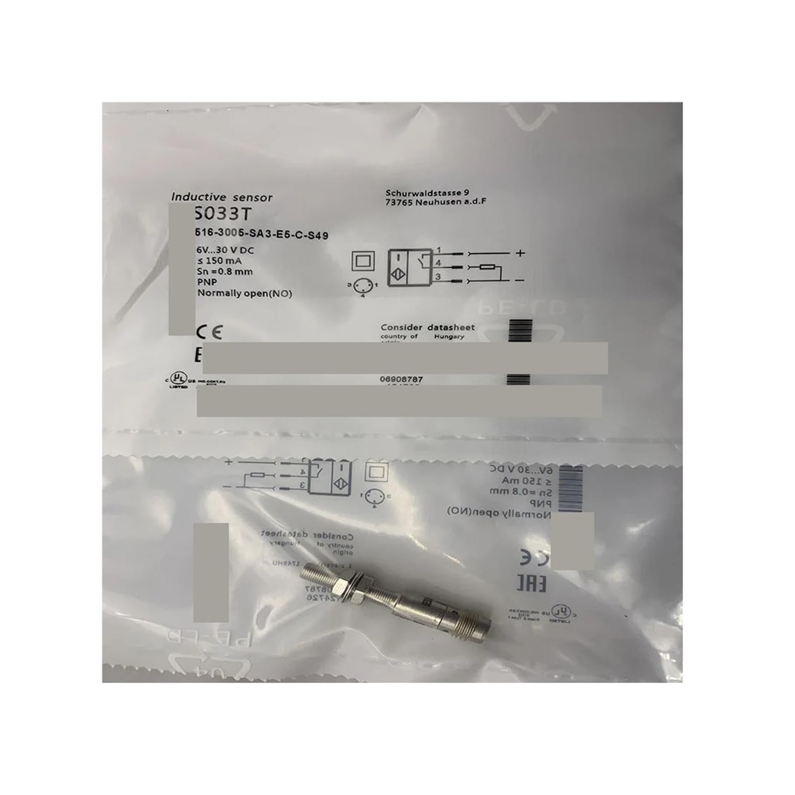 Détecteur de proximité 516-3005-SA3-E5-C-S49 inductif pour contrôle de position
