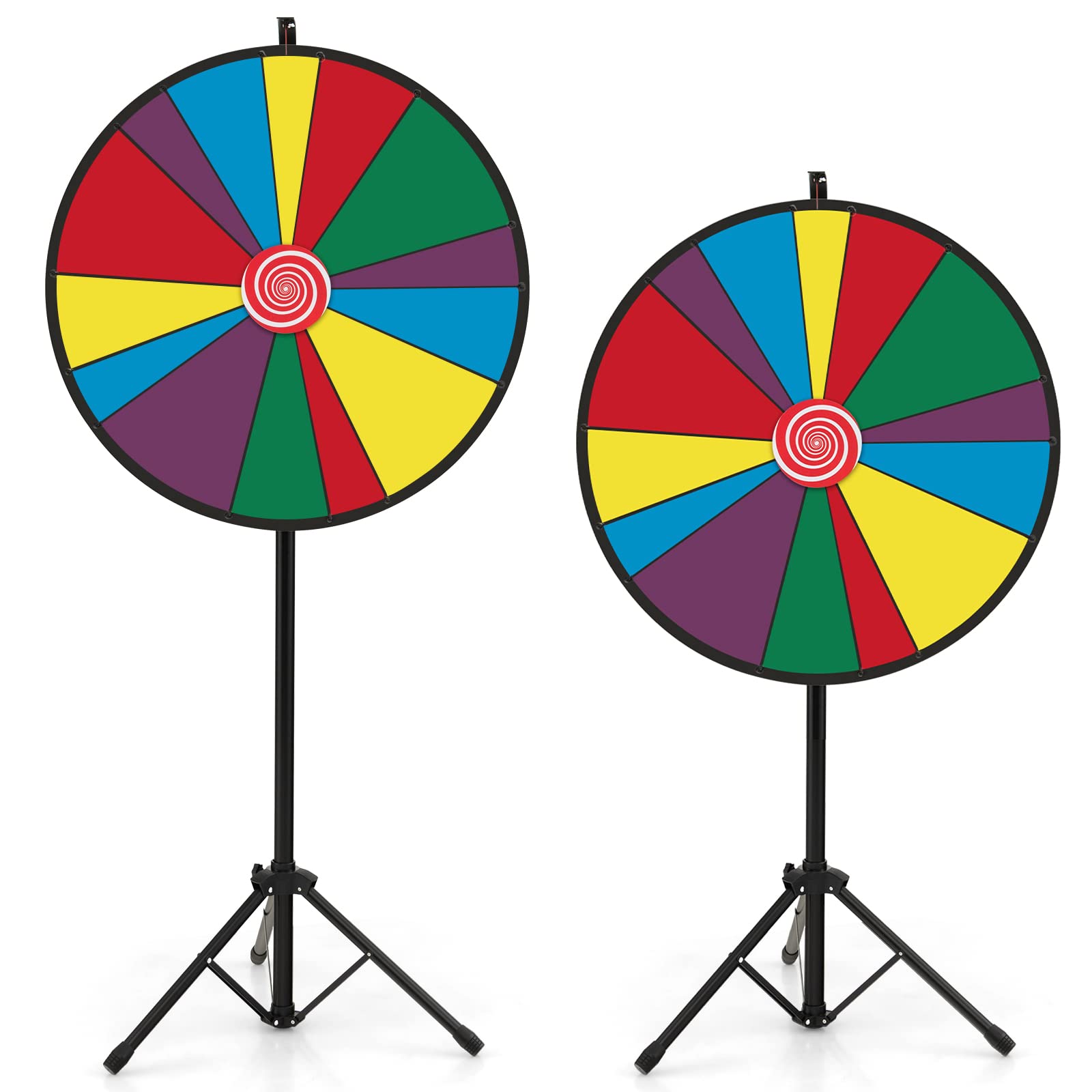 GOPLUS - Rueda de la fortuna Φ 76 cm,rueda de precio de altura ajustable con trípode y 14 ranuras personalizable,rueda de juego reutilizable con bolígrafo borrable goma para fiestas,cumpleaños