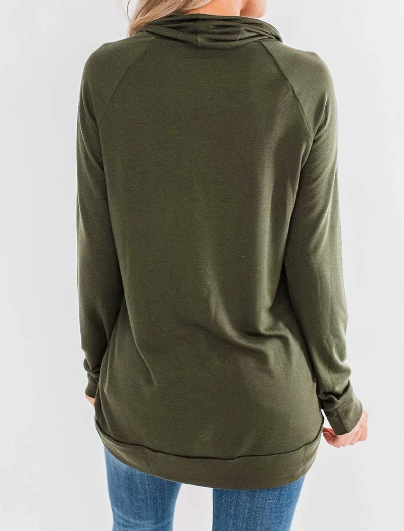 Orchidays Womens Long Sleeve Sweatshirt Cowl Neck Workout Tunic Tops Casual Drawstring Pullovers - Image 2