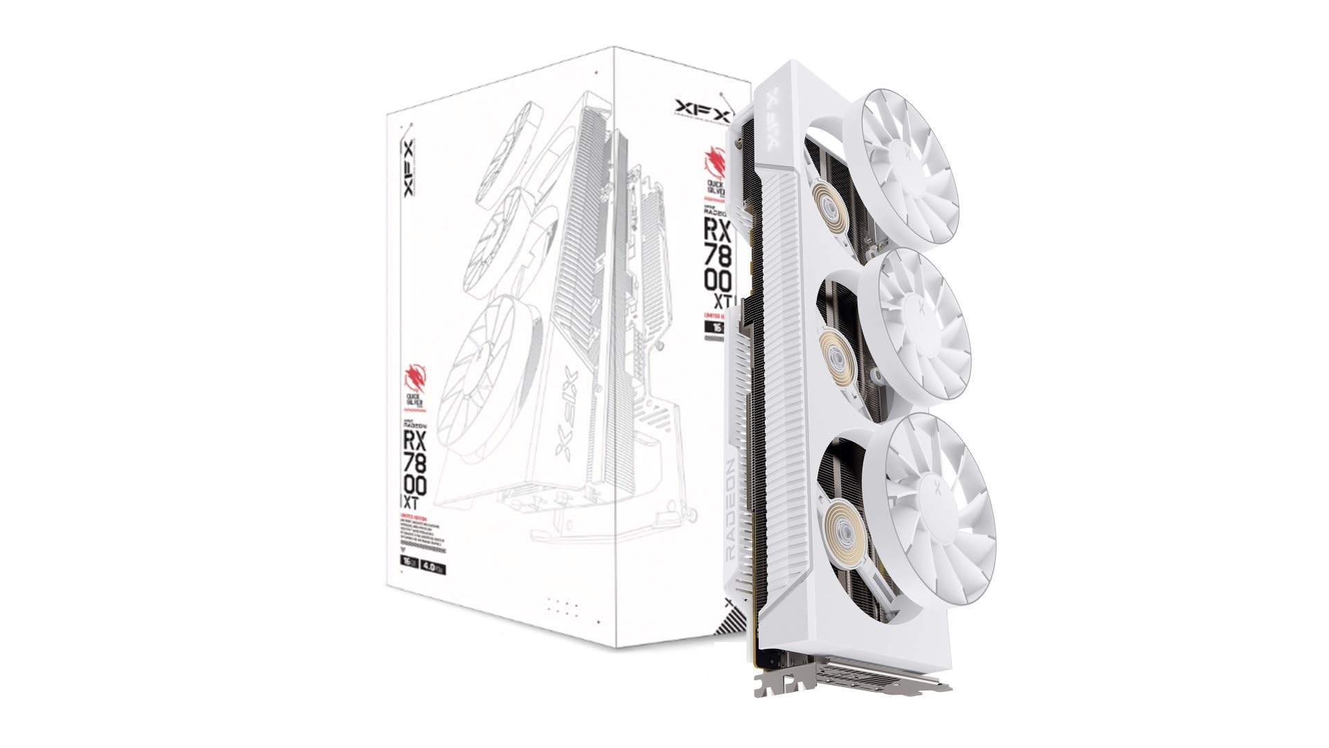 XFX Qicksilver AMD Radeon RX 7800 XT Magnetic Air Gaming Graphics Card with 16GB GDDR6, RDNA3 RX-78TMAIRW9 7800 XT Magnetic Air WHT