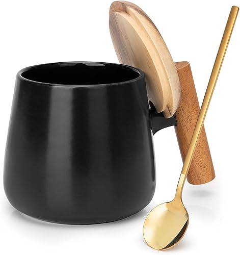 Taza de café con mango de madera, regalos para el día de San Valentín para la oficina y el hogar, taza de té de cerámica para Navidad, regalos de