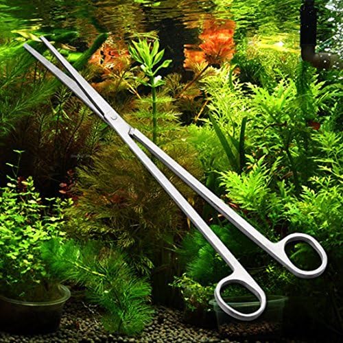 Signstek 5pcs Aquarium Tools Kit, Includes Straight & Curved Scissors, Substrate Spatula, Straight & Bent Tweezers - Stainless Steel