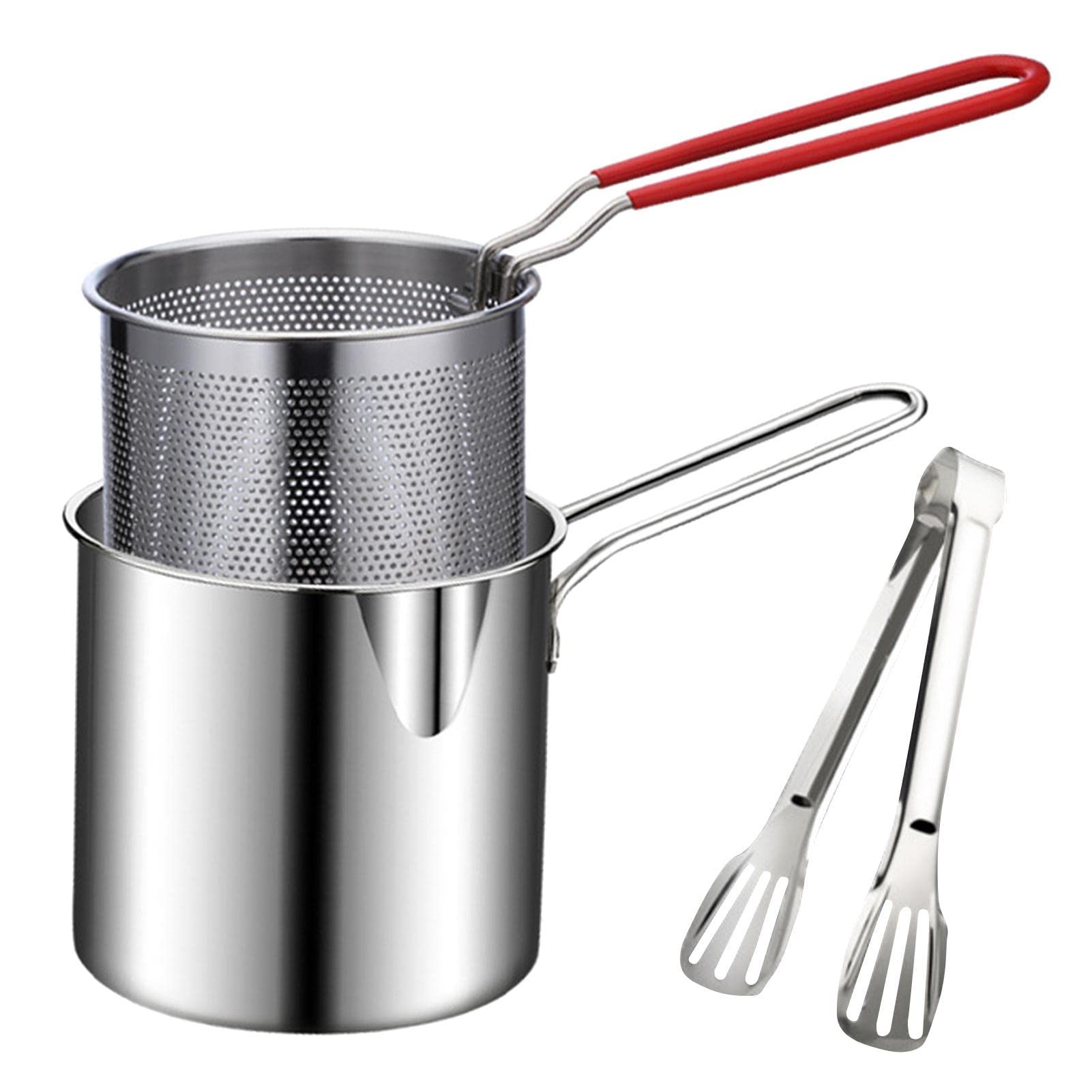 Friteuse en Acier Inoxydable,Petite friteuse Creative en Acier Inoxydable 304 - Marmite pour Frire Les Poulet, Le Poisson séché, Les Frites, Les côtelettes Poulet, etc