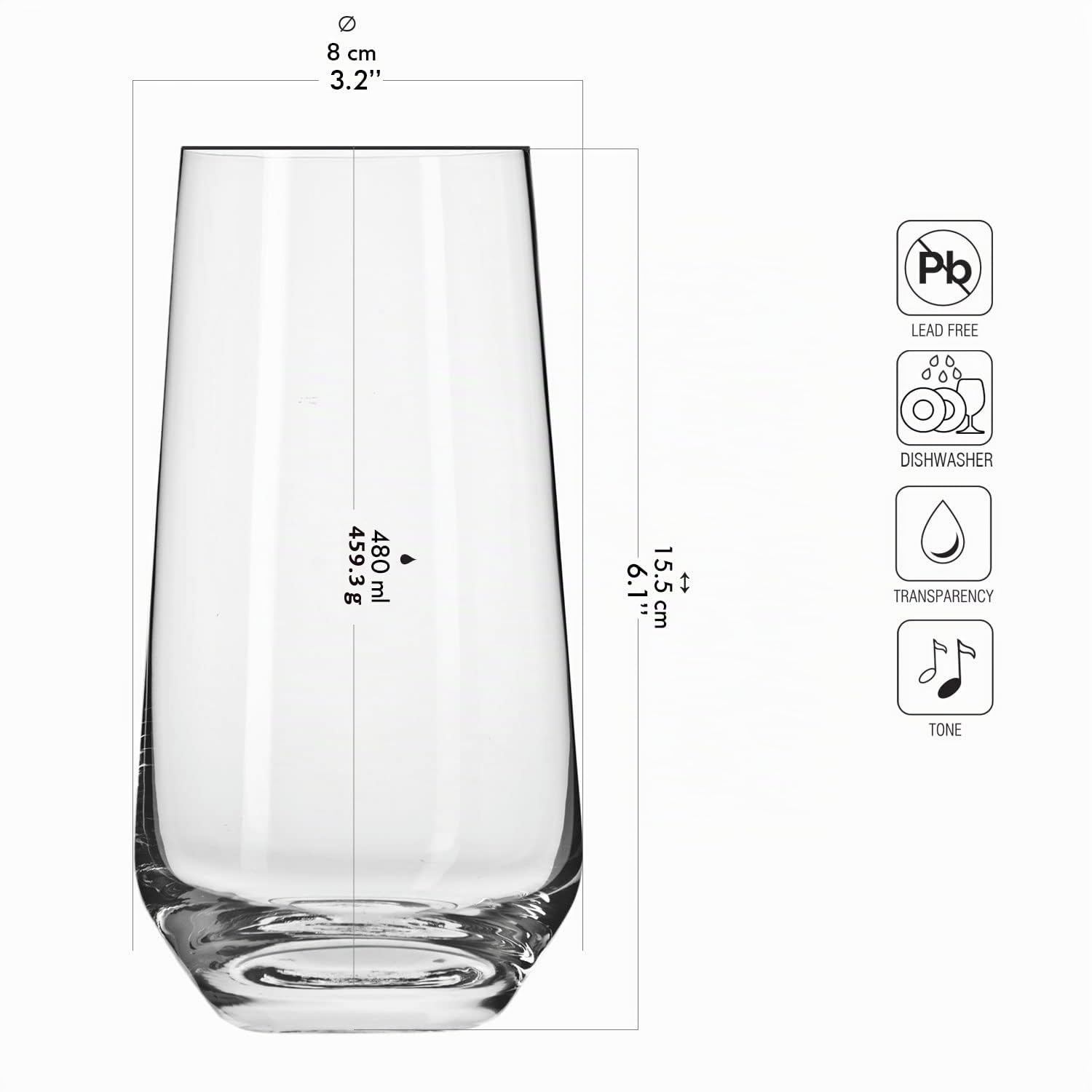 Krosno Verre a Eau, Boire Mix Lot de 12, 6 x 490 ml et 6 x 430 ml