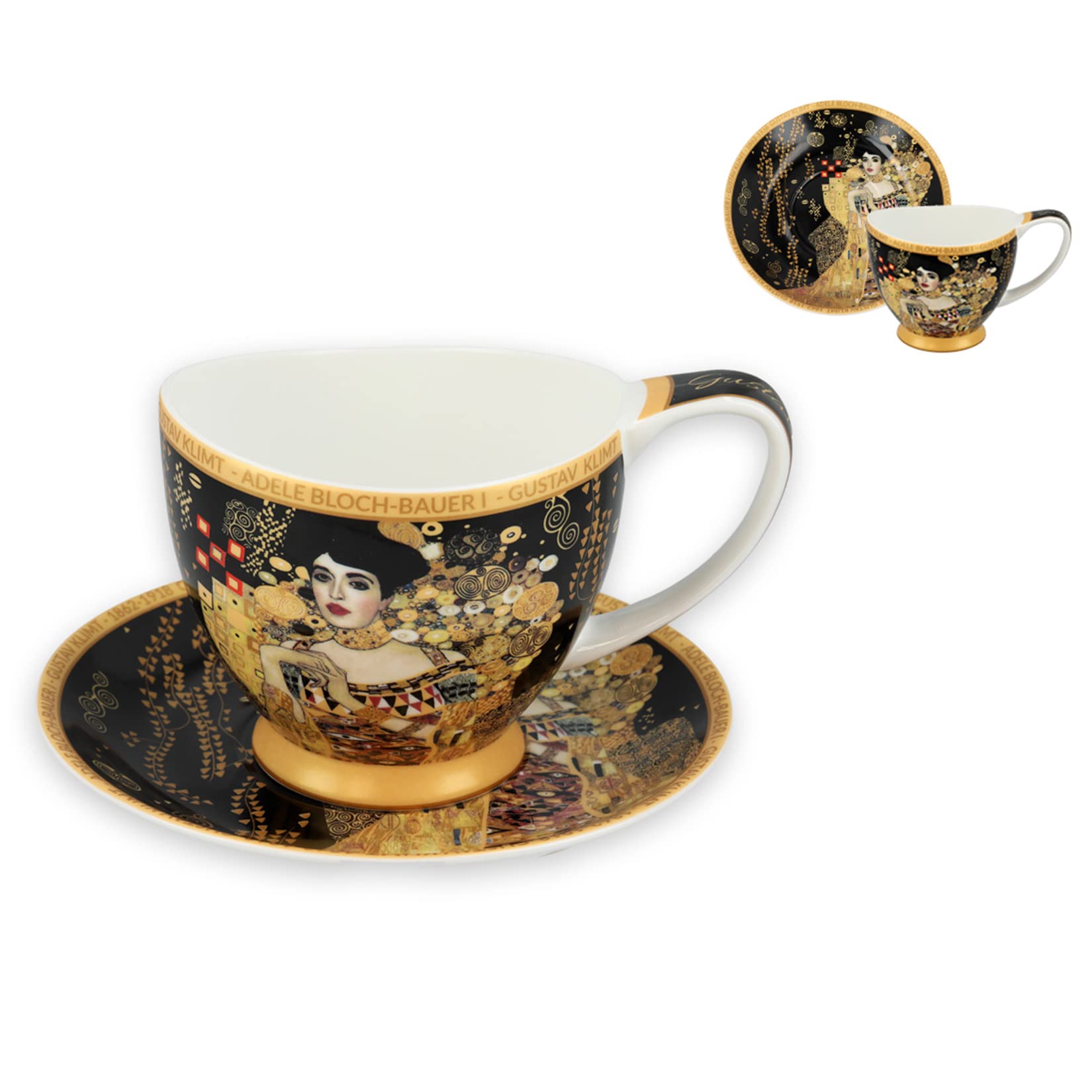 Carmani - Einzelne Espressotasse mit Untertassen, bedruckt mit Gustav Klimt, Adele Bloch Bauer I. 100 ml