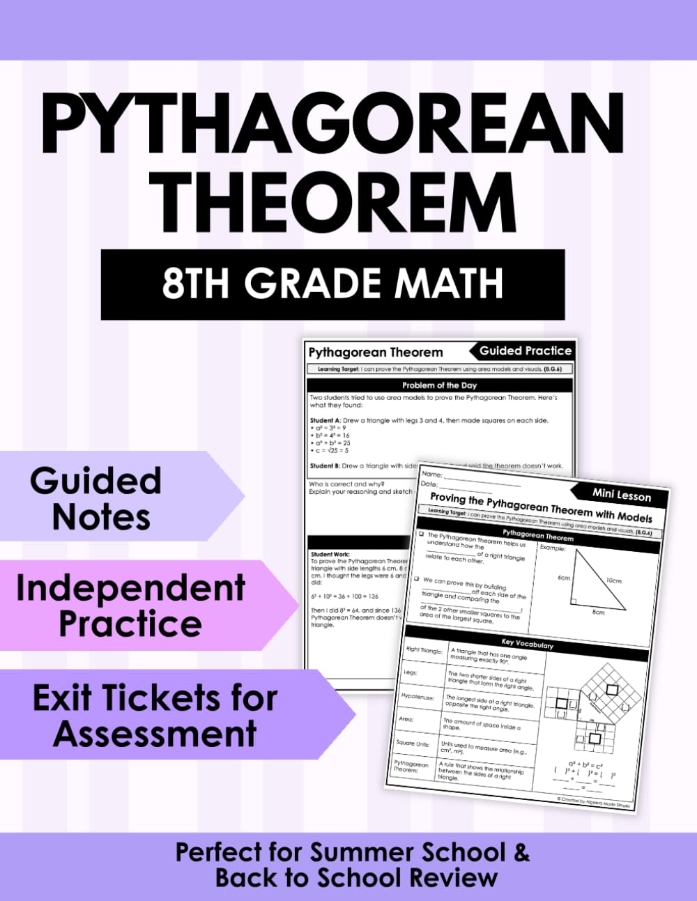 8th Grade Math Workbook: Pythagorean Theorem & Distance Formula | Guided Notes, Differentiated Practice, Word Problems & Geometry Review (8th Grade Math Club)
