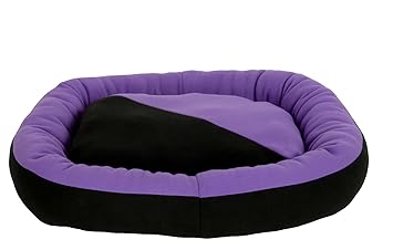 Fluffy's Luxurious Purple & Black Soft Dog/Cat Bed Polyster Filled(Export Quality)- Small